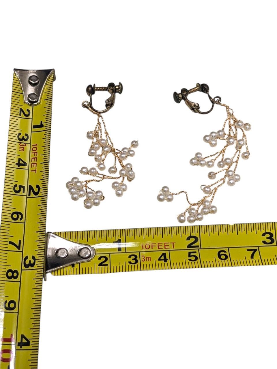 Vintage PEARL GOLD INSPIRED BAROQUE BRANCH CRYSTAL TASSEL EARRINGS Size ONE SIZE - 4 Thumbnail