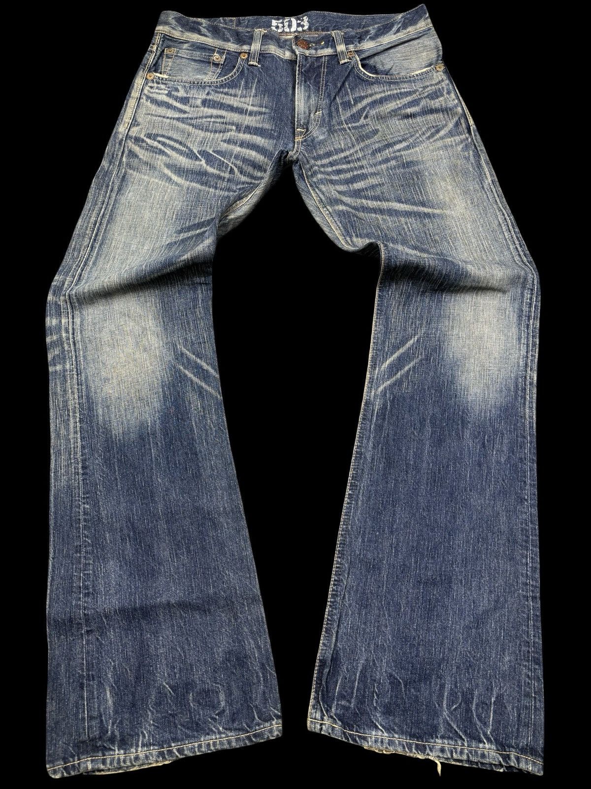 Edwin 💥Insane Flare💥Edwin Raw Fades Blue Trip Denim F842 Size US 34 / EU 50 - 1 Thumbnail