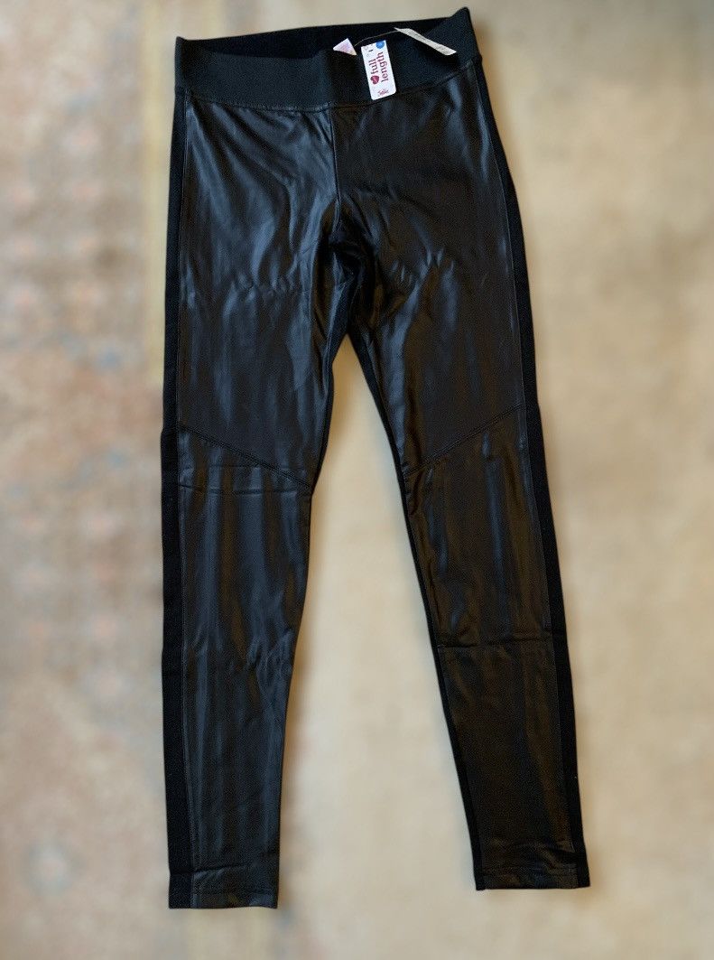 Other NWT Black Two-Tone Faux Leather Full Length Skinny Leggings Size 30" / US 8 / IT 44 - 9 Thumbnail