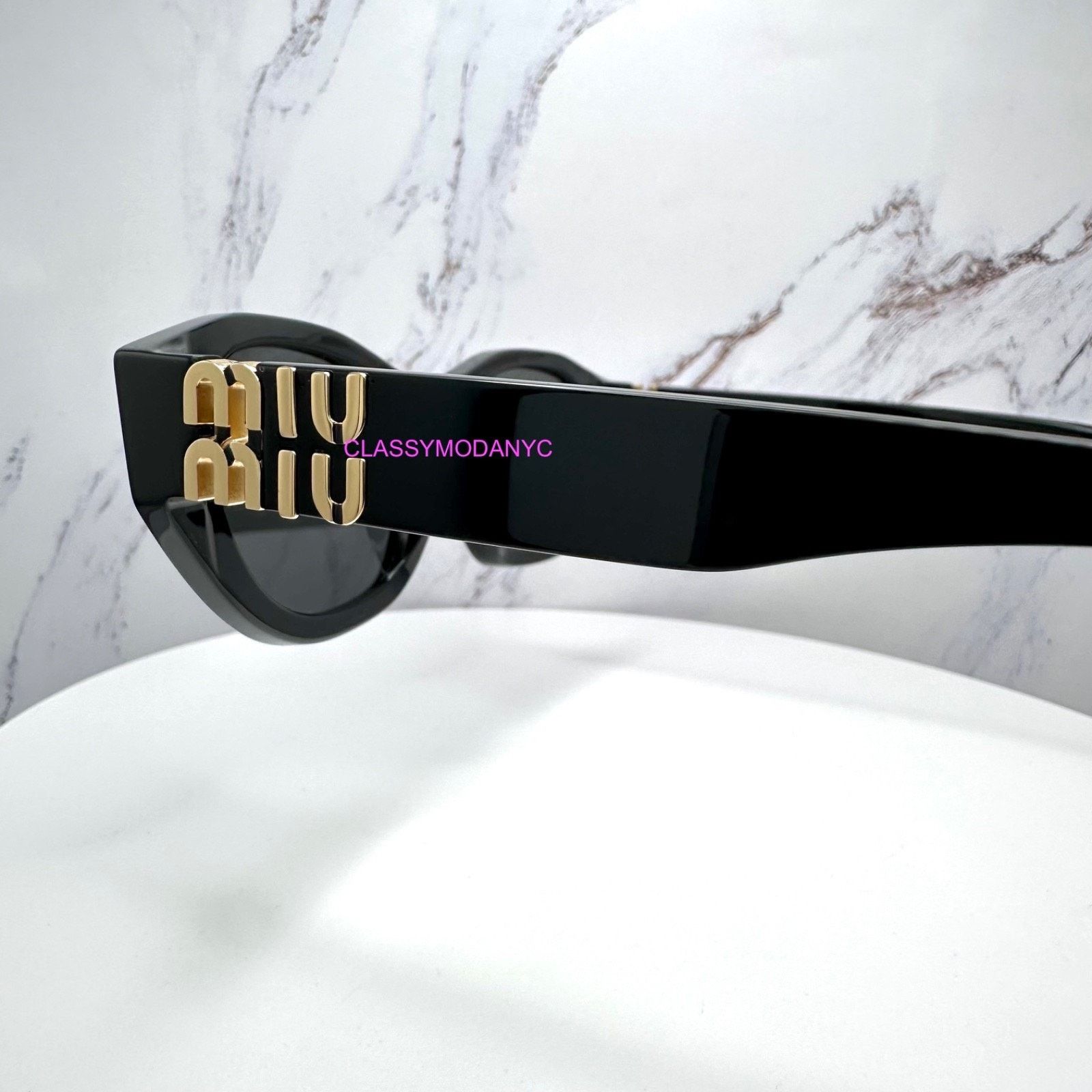 Miu Miu MIU MIU Sunglasses Black Gold Rectangle Cat Eye Authentic Size ONE SIZE - 5 Thumbnail