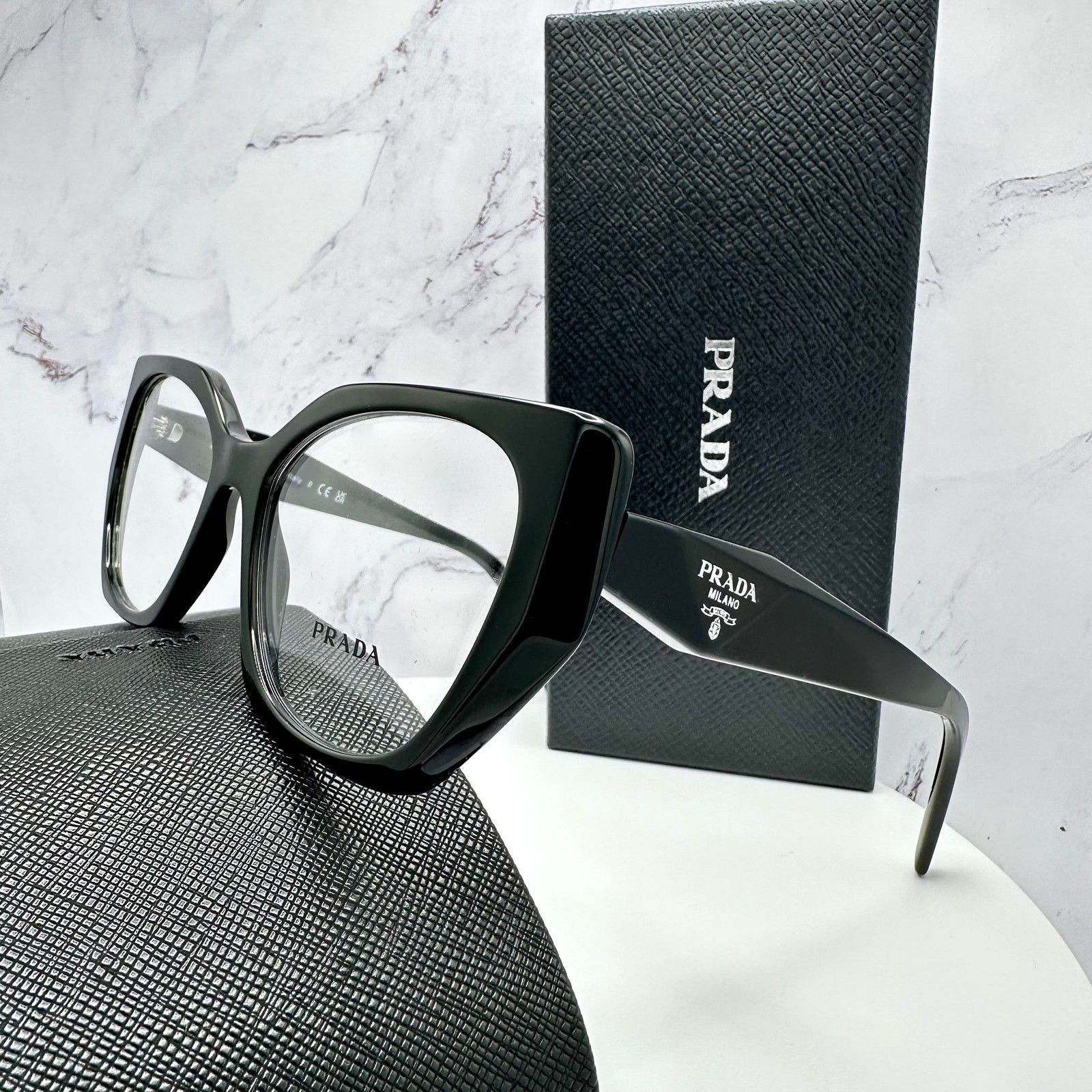 New Prada Eyeglasses Women Black Symbole Logo Glasses 52mm