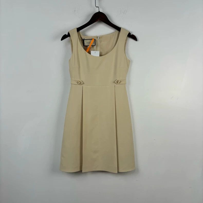Gucci Beige Silk Sleeveless Dress - dmc