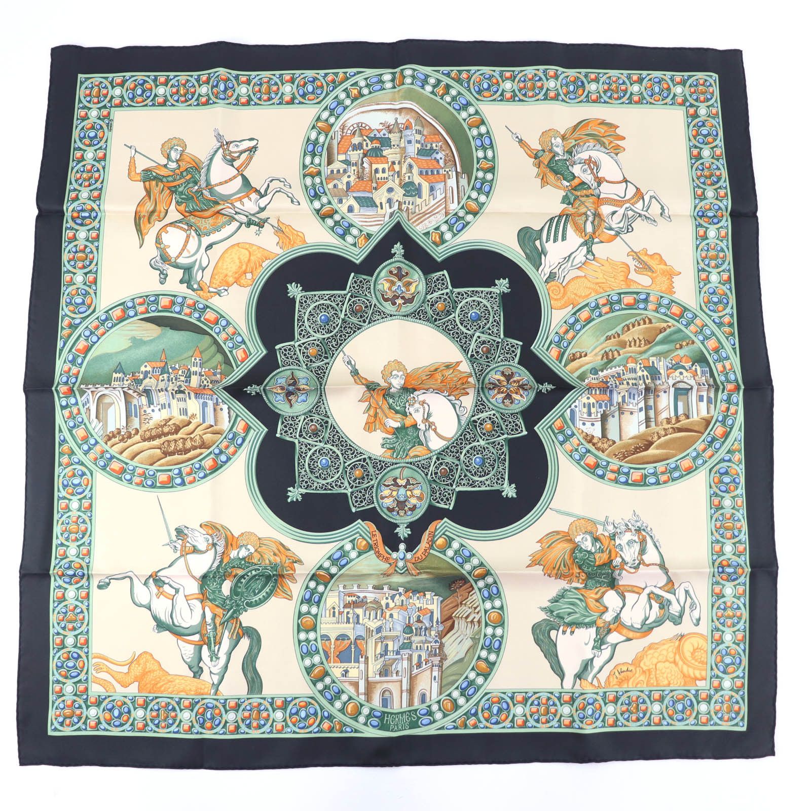 Hermes Hermes Hermès LE TRIOMPHE DU PALADIN Silk Scarf Textile Scarf DUTY FREE for USA Size ONE SIZE - 1 Thumbnail