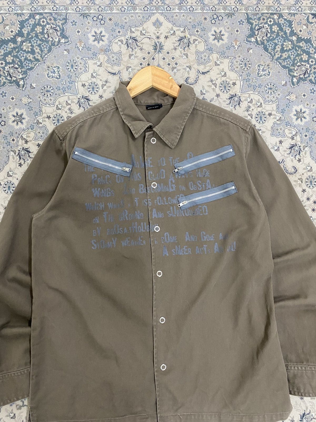 Hysteric Glamour BADGER APHEX TWINS SNAP BUTTON CANVAS SHIRT LGB GRUNGE Size US L / EU 52-54 / 3 - 4 Thumbnail