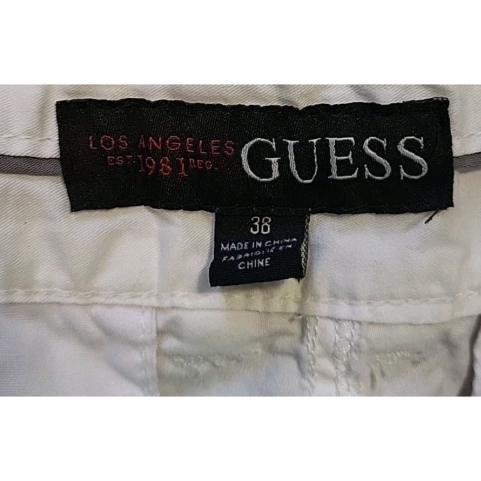 Guess GUESS Chino Shorts 38" x 11" Teal & White Striped, Security Pocket, Men, Casual, Cotton, Flat Front, Mid Rise, Canvas, Regular Fit Size US 38 / EU 54 - 4 Thumbnail