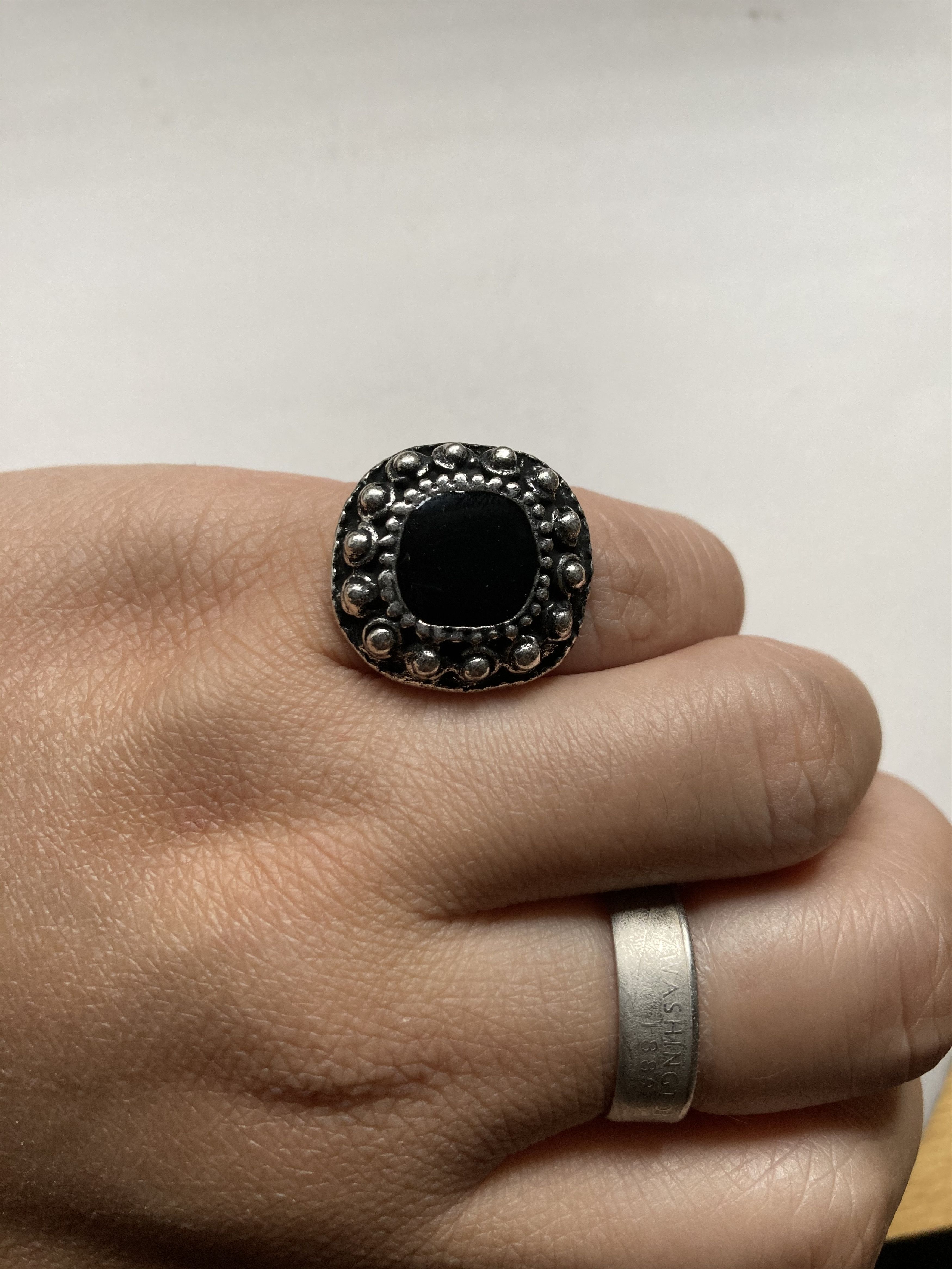 Jewelry Black CZ Tibetan Silver Adjustable Ring Size ONE SIZE - 6 Thumbnail