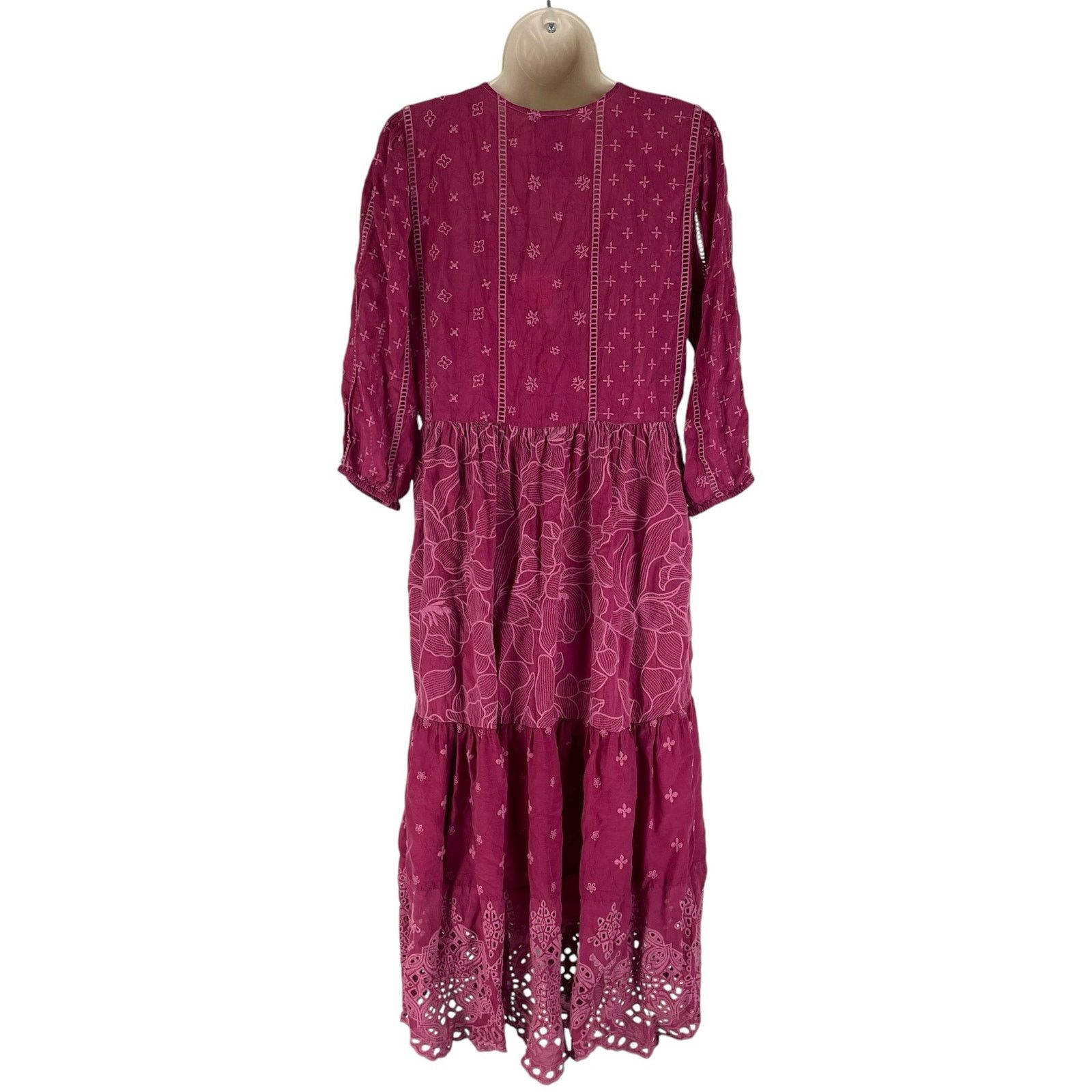 Johnny Was Gracie Hopscotch Embroidered Midi Dress Red M - crrs.pl