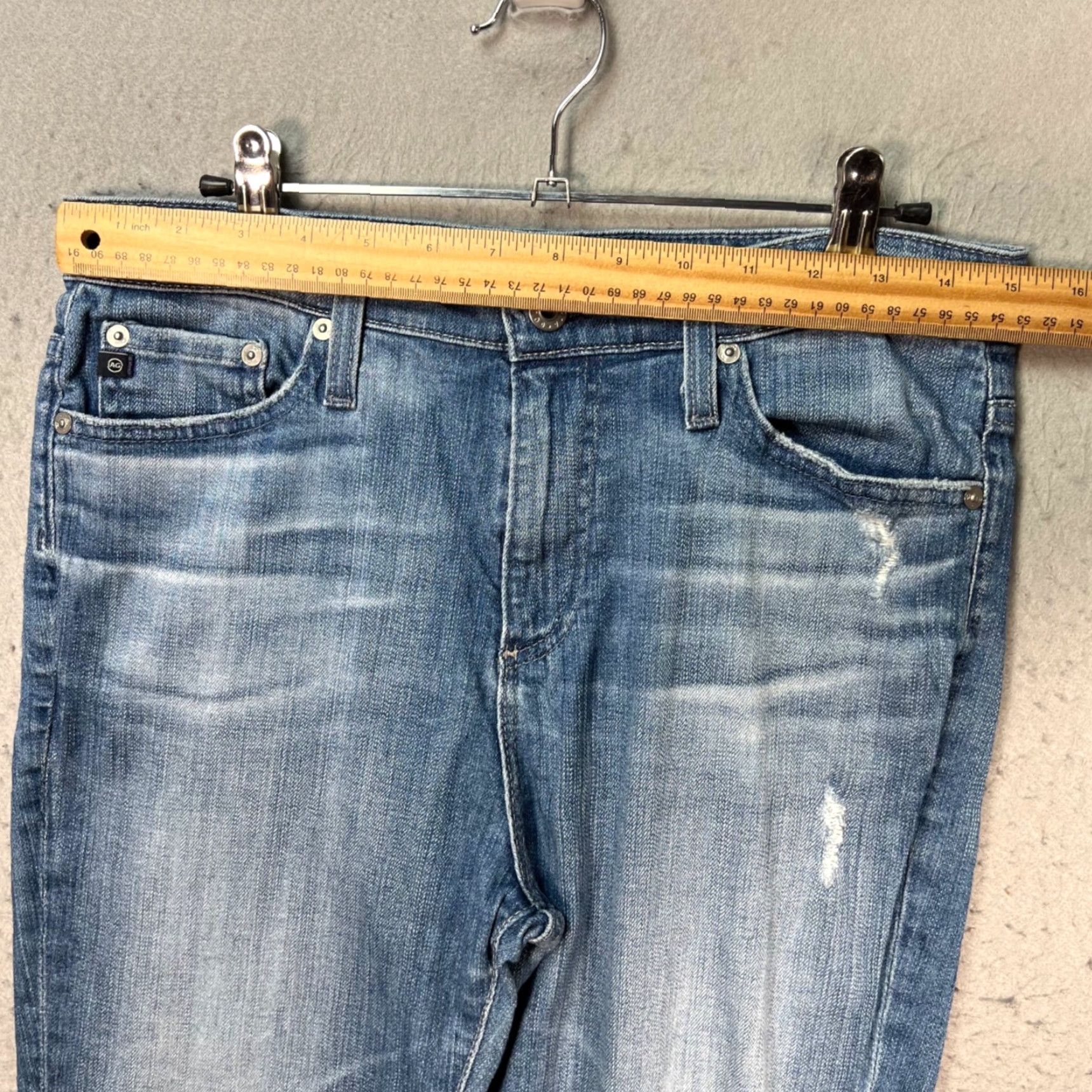 Vintage AG Adriano Goldschmied Jeans 28 Women's Distressed Light Wash 5-Pocket Denim Tapered High Rise - Blue Vintage No Size 28" / US 6 / IT 42 - 6 Thumbnail