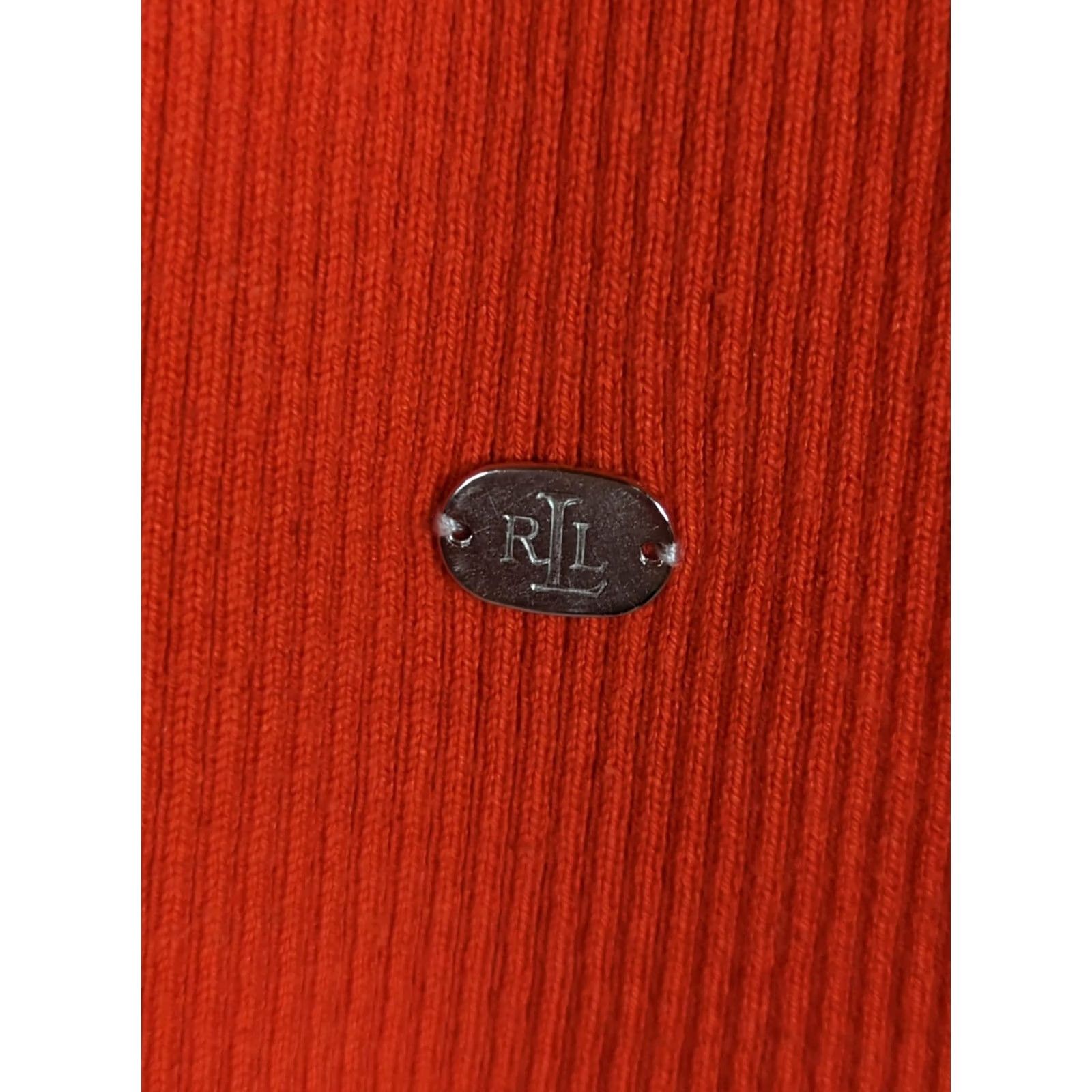 Ralph Lauren Lauren Ralph Lauren Women's Ribbed Turtleneck Orange XL Metal Logo Sweater Size XL / US 12-14 / IT 48-50 - 3 Thumbnail