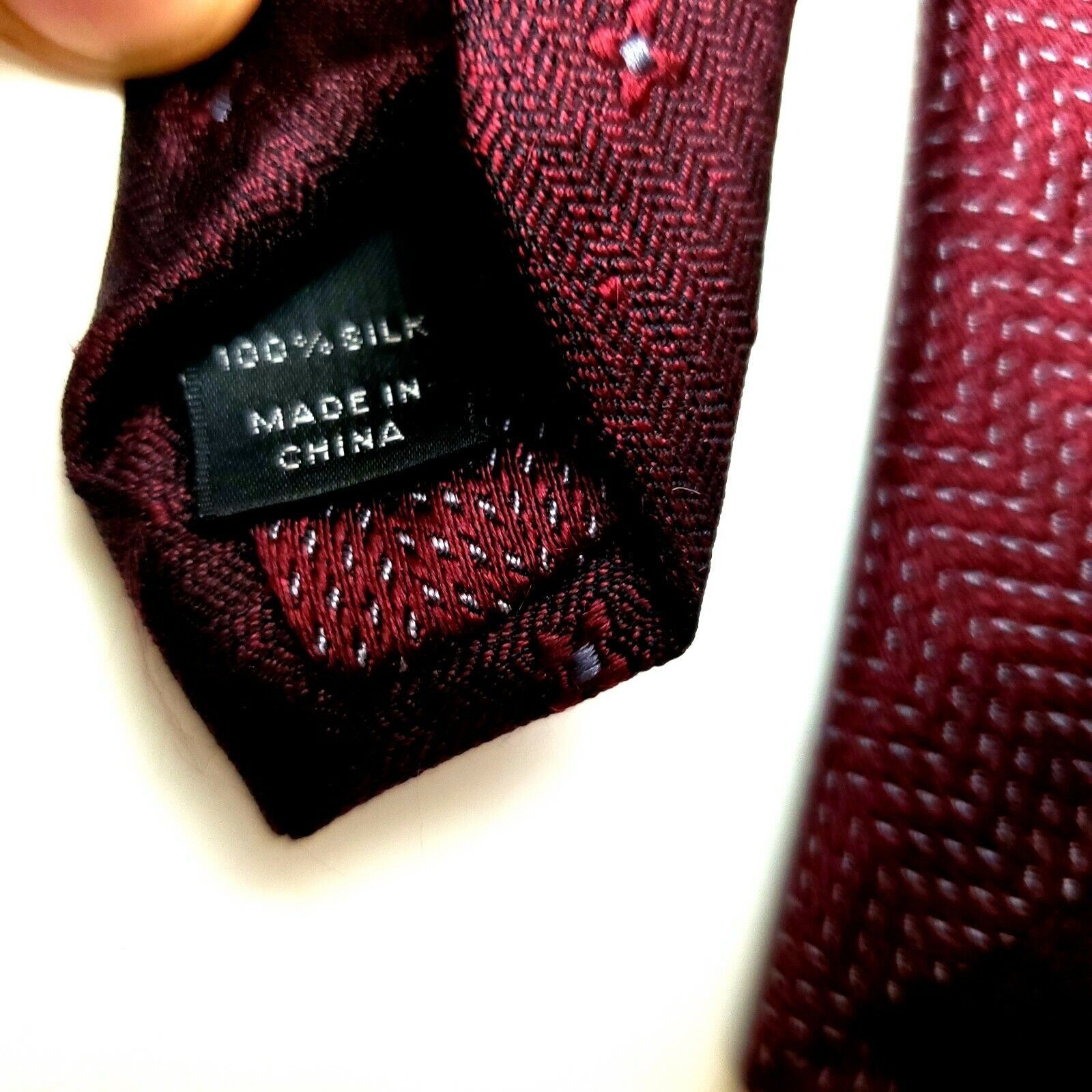 Jhane Barnes Jhane Barnes Silk Tie Red Woven Geometric Skinny Size ONE SIZE - 4 Thumbnail