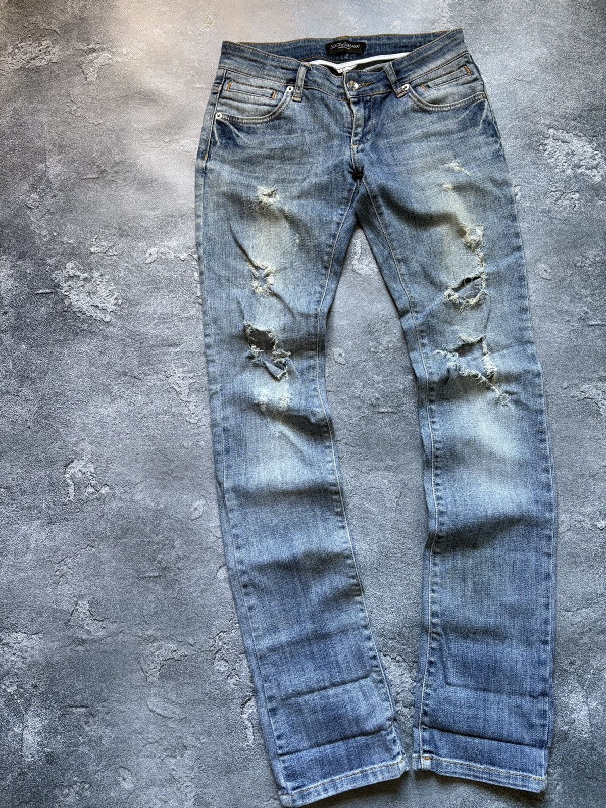 Dolce & Gabbana Vintage Dolce&Gabbana Mickey Mouse Logo Y2K Distressed Jeans Size 27" / US 4 / IT 40 - 6 Thumbnail
