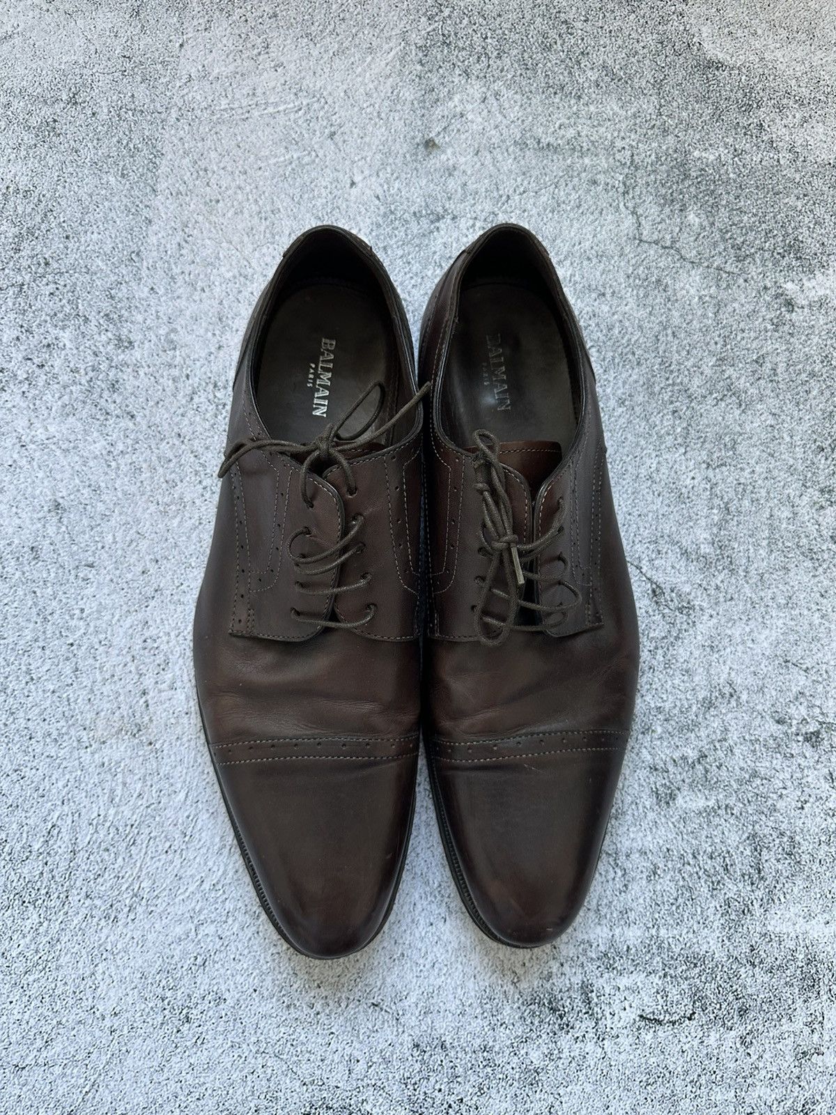 Balmain Balmain Leather Classic Shoes Brown 45 EU Size US 11.5 / EU 44-45 - 2 Thumbnail