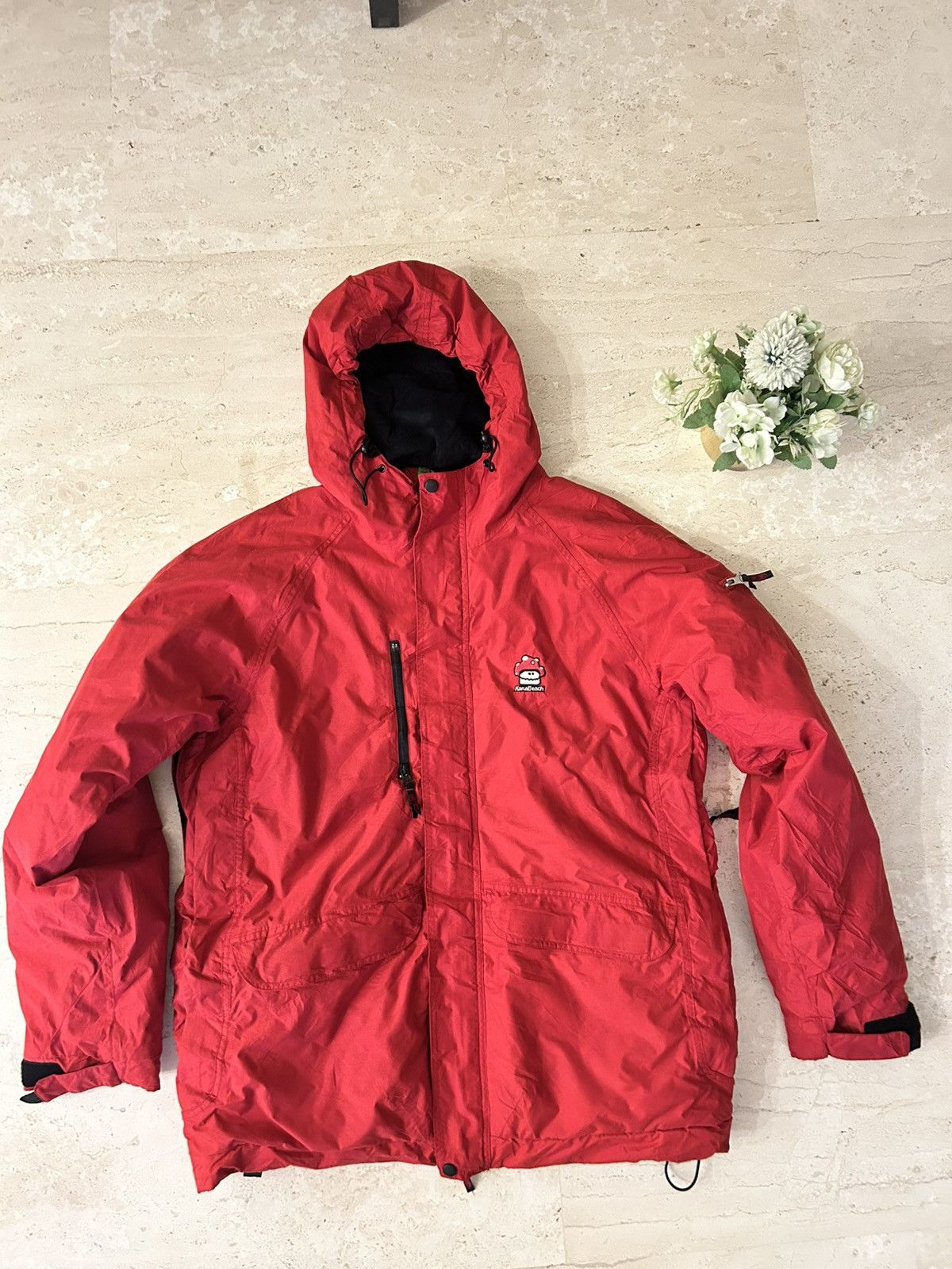 Other Vintage 00s KanaBeach Jacket – Red Hooded Technical Coat Y2K Size US L / EU 52-54 / 3 - 1 Thumbnail