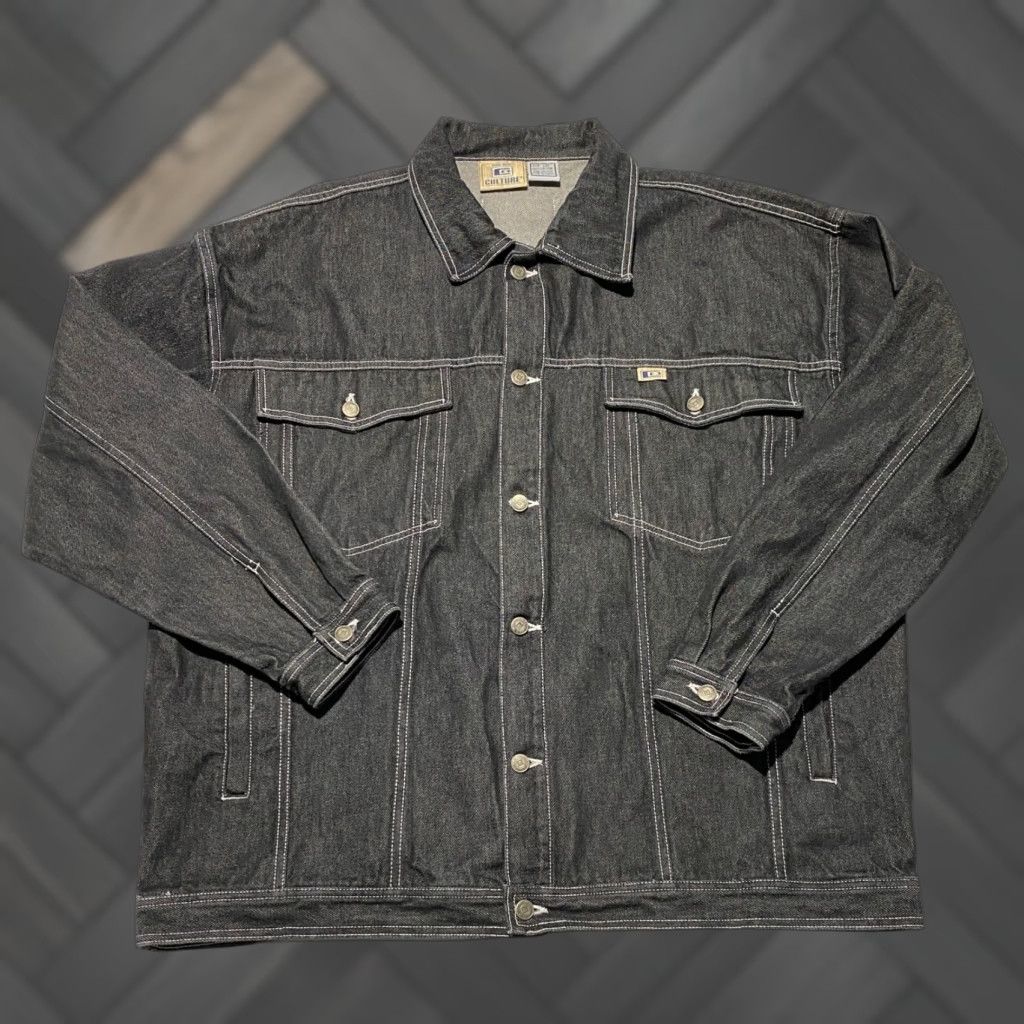 Vintage Culture Denim Jacket Black Mens 2XL Cotton Trucker Style Shirt Jacket Casual Spring Fall Mens Size US 39 - 1 Thumbnail