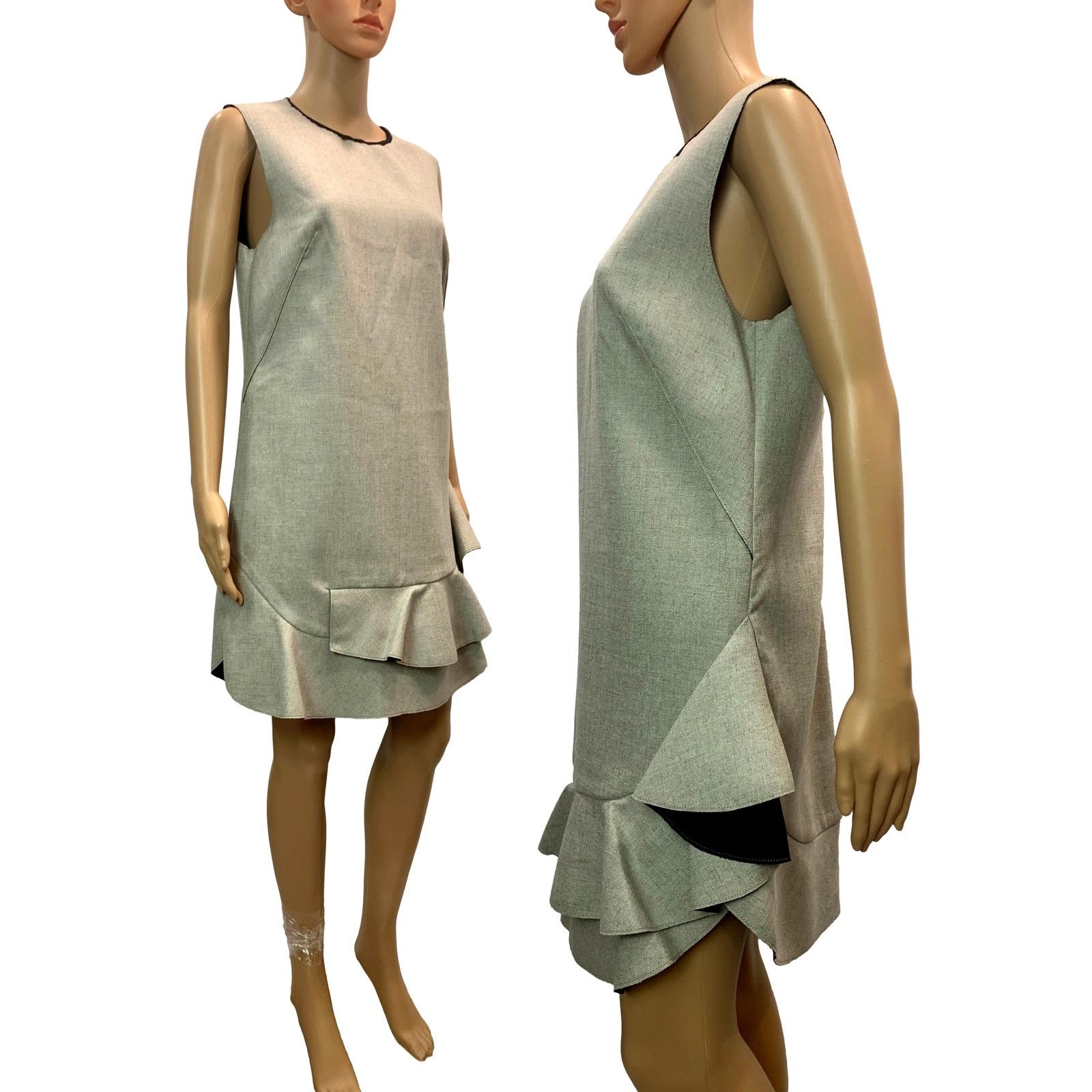 3.1 Phillip Lim 3.1 Phillip Lim Neutral Sleeveless Shift Dress w Flounce Hem Size M / US 6-8 / IT 42-44 - 2 Thumbnail