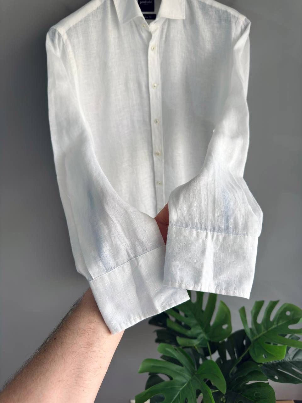 Other Paul Kehl Zurich Men's White Custom Fit Linen Shirt, Size M Size US M / EU 48-50 / 2 - 4 Thumbnail