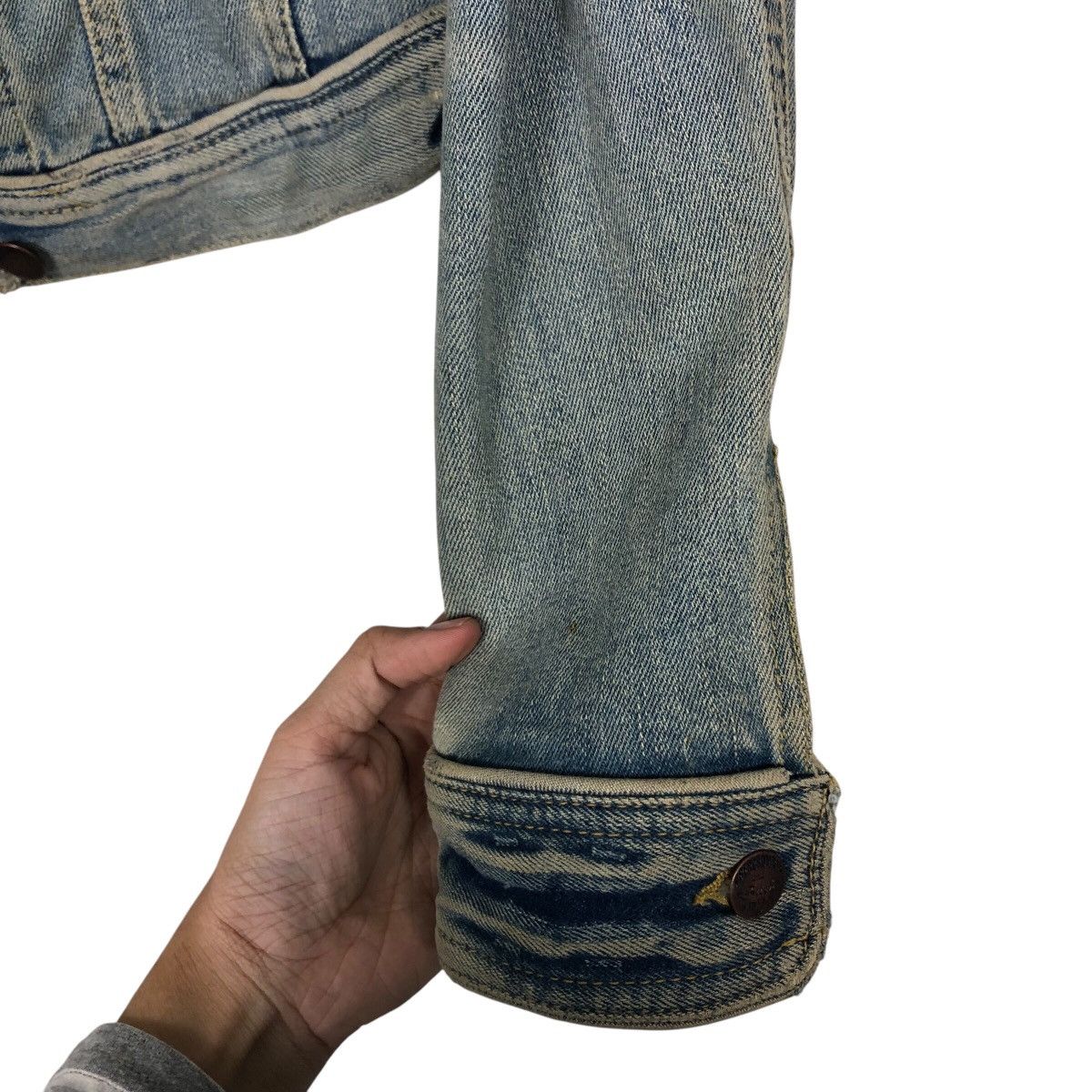 Abercrombie & Fitch 📌Cropped Denim Biker Jacket Abrecrombie Issey Miyake Size M / US 6-8 / IT 42-44 - 16 Thumbnail
