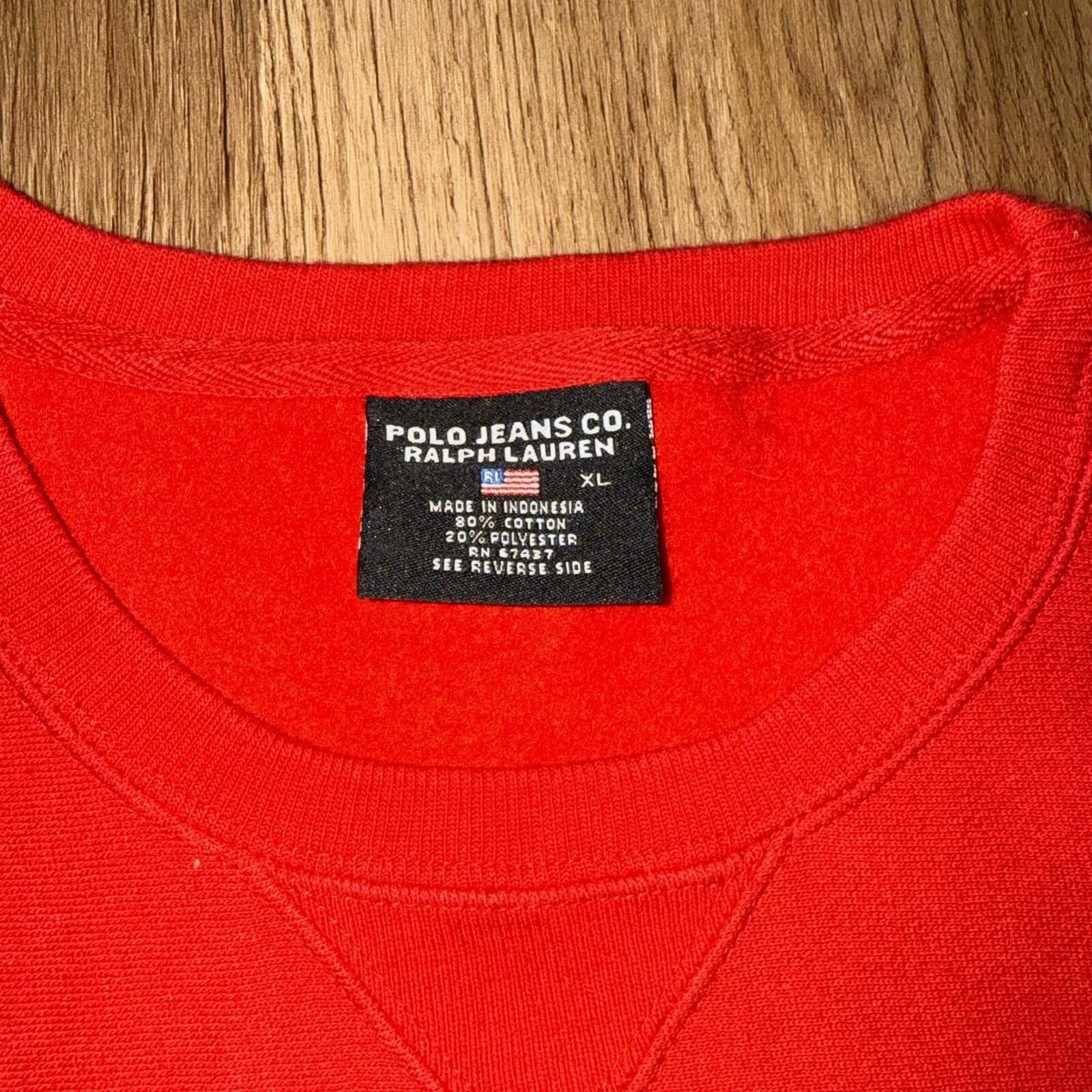 Polo Ralph Lauren Vtg Polo Jeans Co. Ralph Lauren Sweatshirt Spellout Flag Red Size XL / US 12-14 / IT 48-50 - 4 Thumbnail