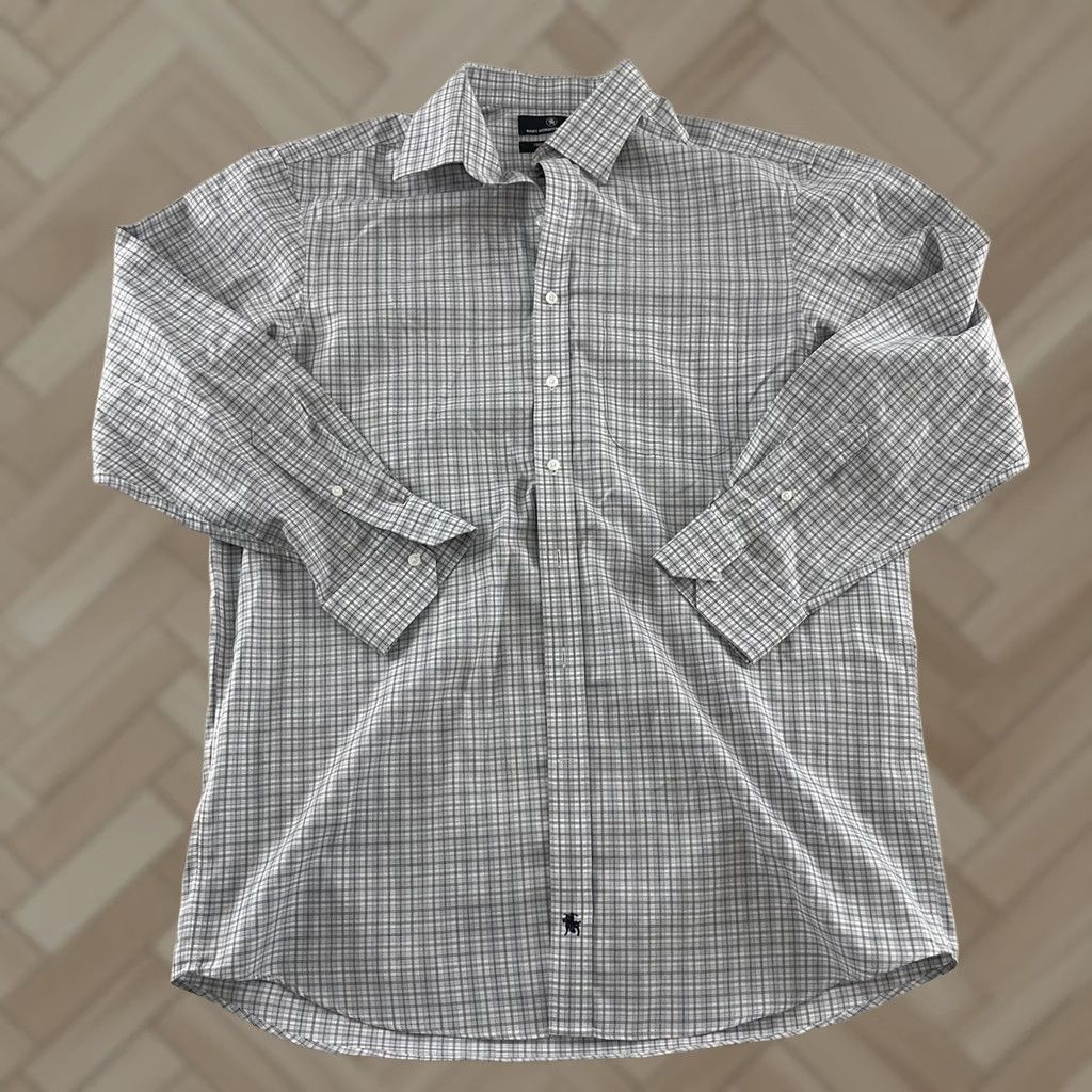 Hart Schaffner Marx Hart Schaffner Marx Plaid Long Sleeve Shirt Mens 16.5 Gray Dress Shirt Size US XL / EU 56 / 4 - 1 Thumbnail