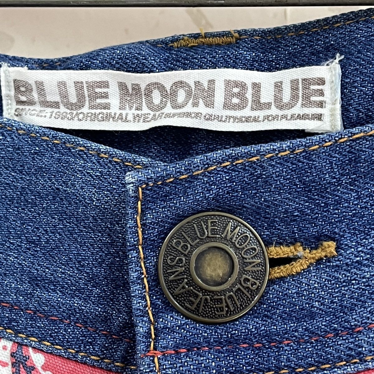 If Six Was Nine × Japan Blue × Japanese Brand Vintage 90s Blue Moon Blue Kapital Patches Jeans Size US 29 - 12 Thumbnail
