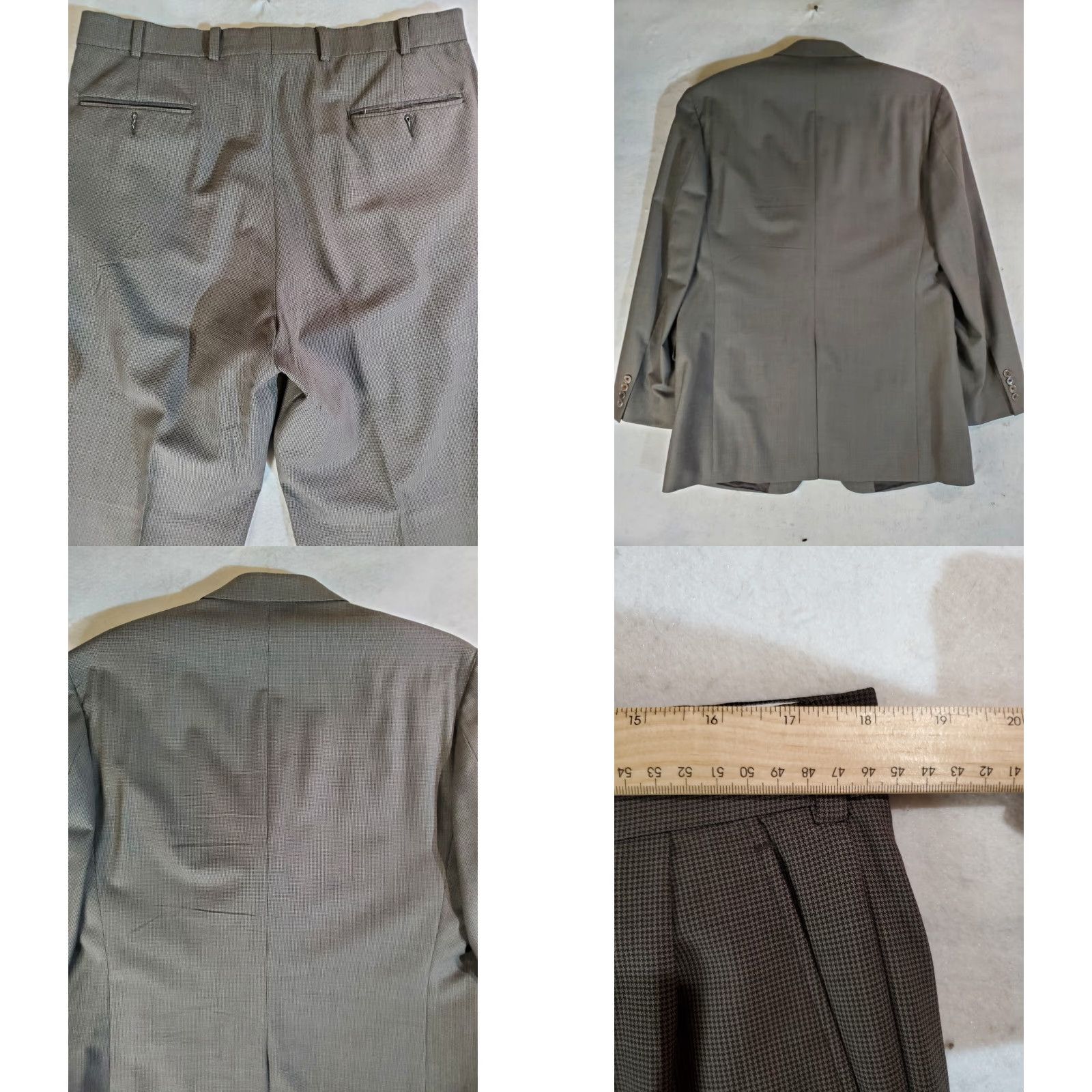 Brooks Brothers VINTAGE Brooks Brothers 346 Signature Check Wool Suit Coat & Pants 43 Long Coat 36Wx30L Tan Mens Regular 2 Piece Business Formal 90s Size 46R - 9 Thumbnail