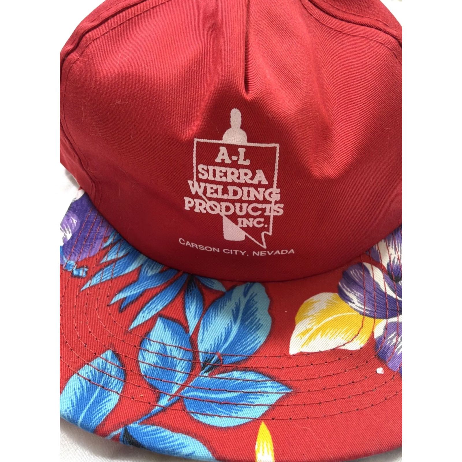 Vintage VINTAGE Hoxer SnapBack Hat Red Floral Carson City A-1 Sierra Welding Adjustable Men Size ONE SIZE - 3 Thumbnail