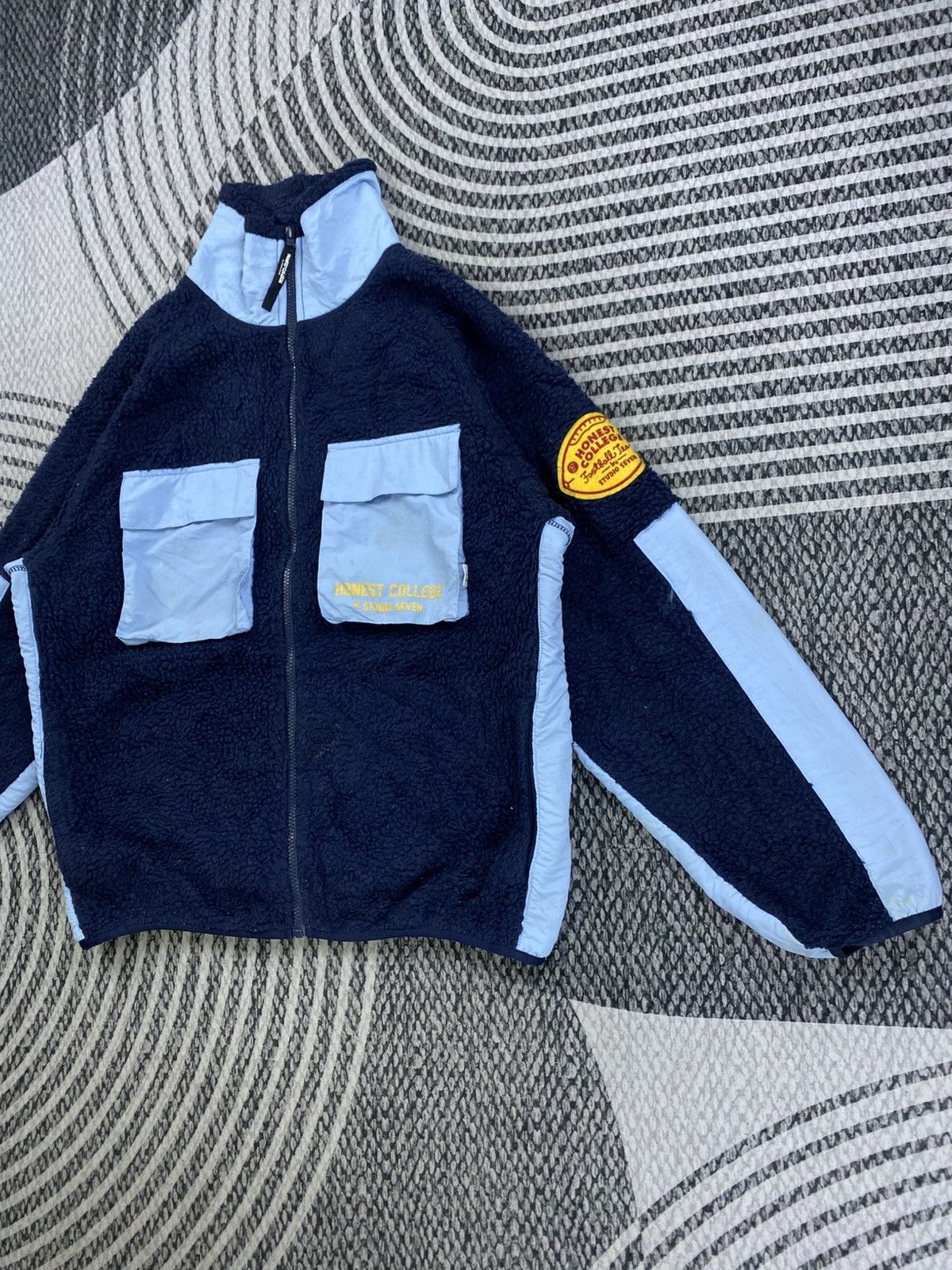 GU Vintage Honest College Bu Studio Seven Fleece Zipper Jacket Size US L / EU 52-54 / 3 - 5 Thumbnail
