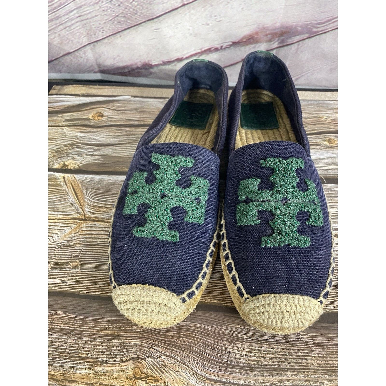 Tory Burch Tory Burch Elisa Logo Flat Espadrille Navy/GreenFlats -6.5 Size US 6.5 / IT 36.5 - 1 Thumbnail