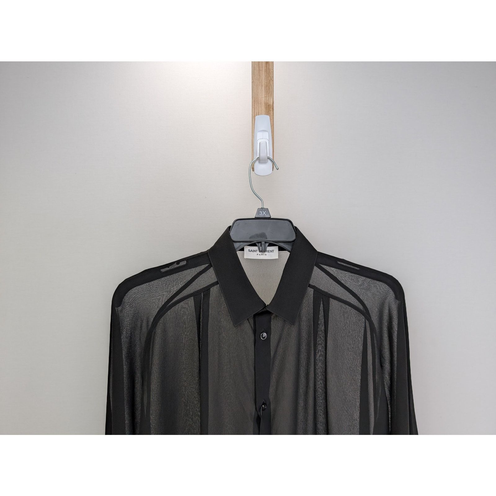 Saint Laurent Paris o1rshd1 Chemise Detail Ragla Georgette De Soie Lavee Shirt Size US M / EU 48-50 / 2 - 3 Thumbnail