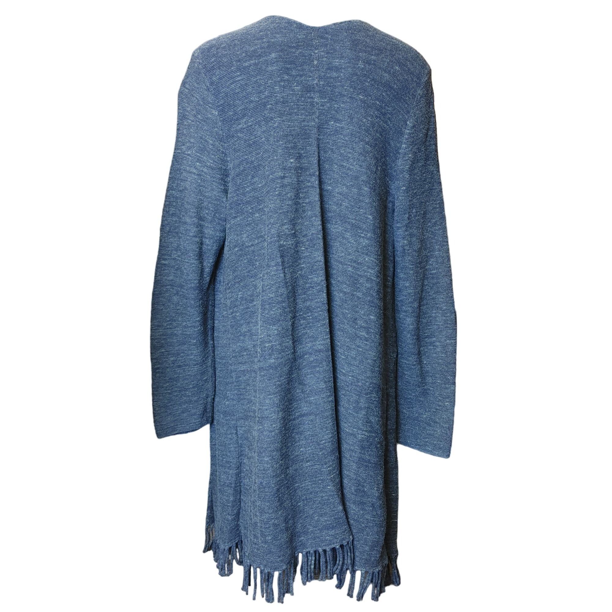Talbots TALBOTS Womens 1X Black Long Sleeve Open Front Long Fringe H Size XL / US 12-14 / IT 48-50 - 2 Thumbnail