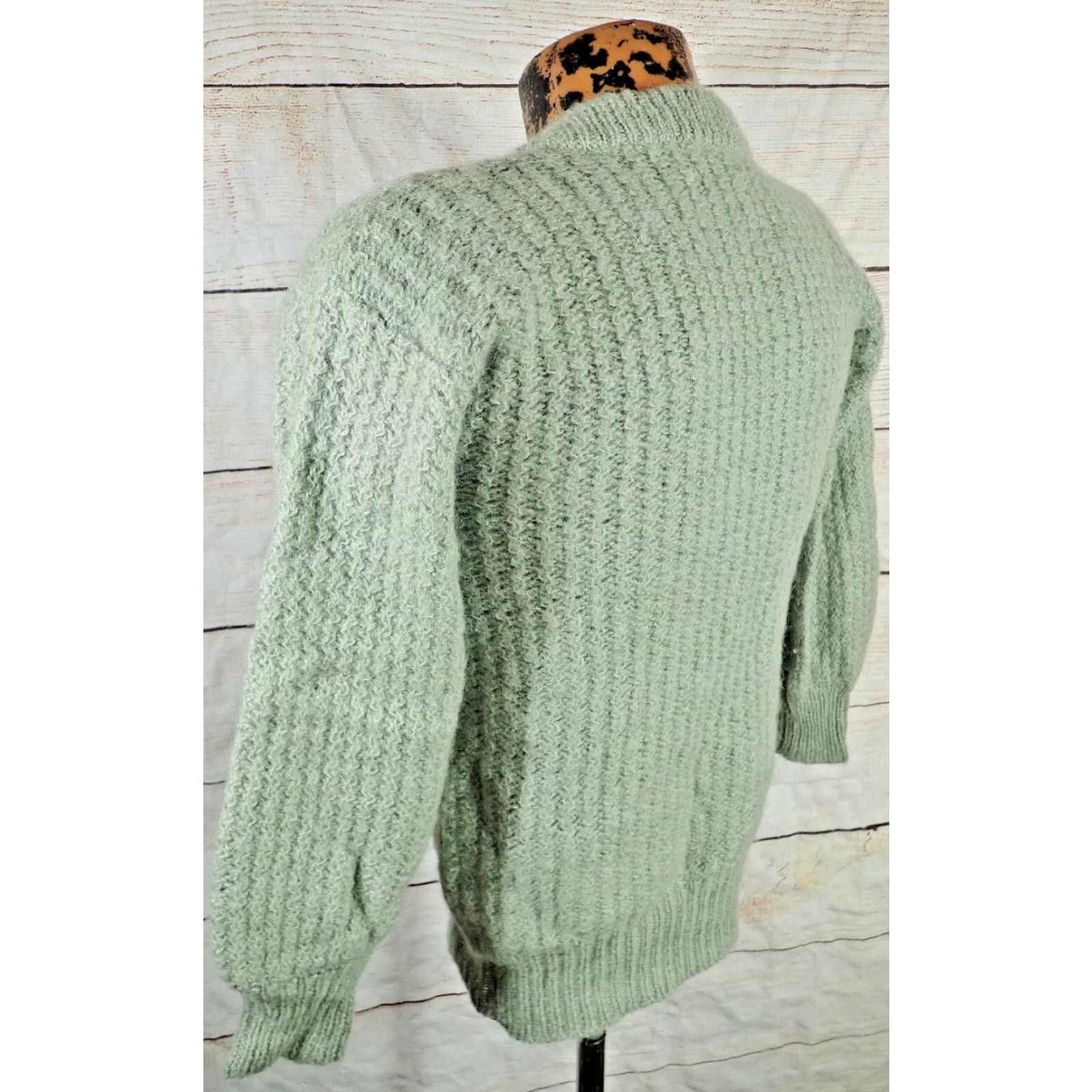 Vintage Vintage SHY Wool Blend Cable Knit Sweater Pullover Womens S/M 1970s Green Rockabilly Size S / US 4 / IT 40 - 4 Thumbnail