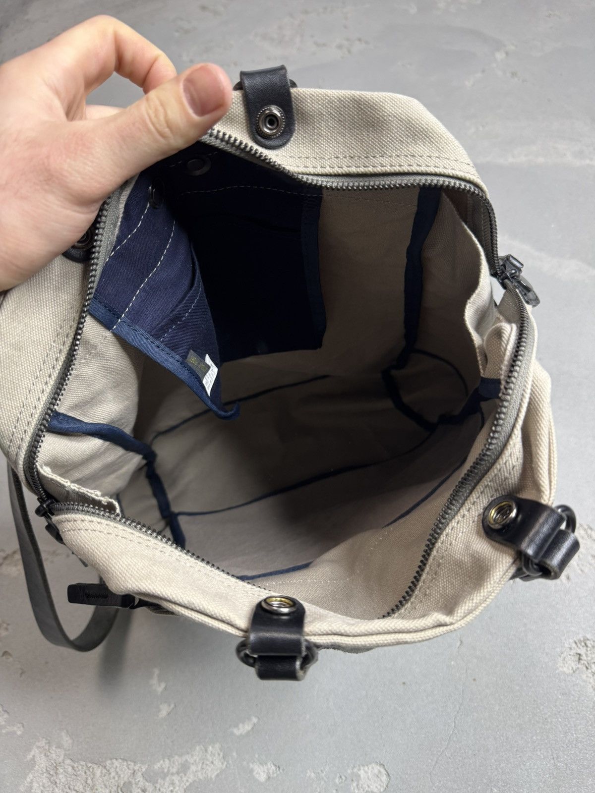 Japanese Brand × Porter BAGGY PORTER KBS Faded Canvas Backpack w Leather Detail Size ONE SIZE - 4 Thumbnail