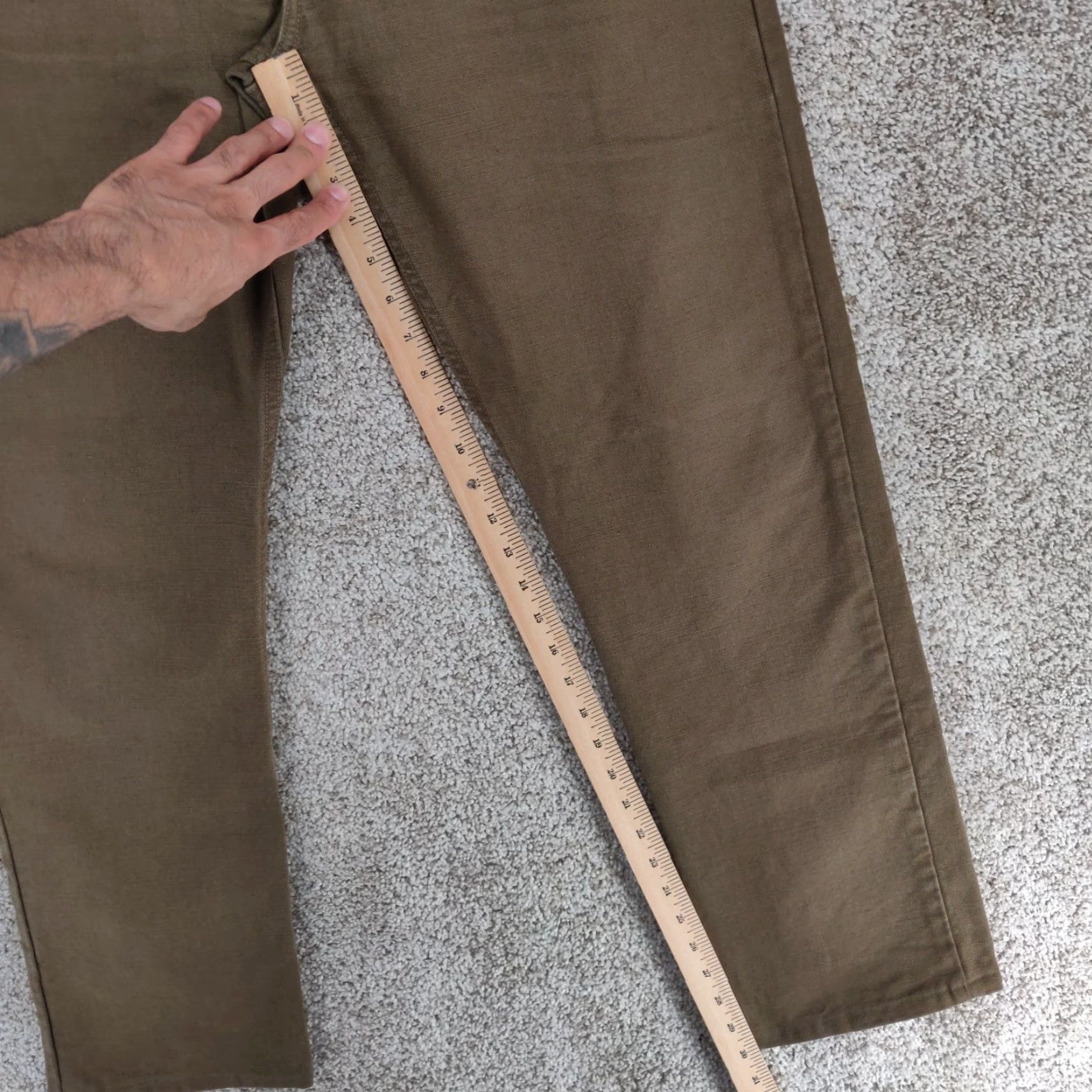 Freenote Cloth Freenote Cloth Workwear Chino Pants Mens 33 Slim Straight 14oz Tan Cotton Canvas Front Flat 5-Pocket USA Vintage No Size US 33 - 4 Thumbnail