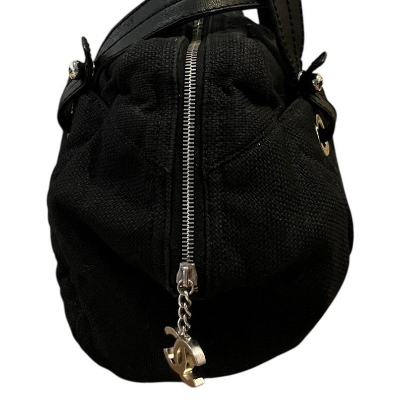 Chanel Chanel Biarritz Black Quilted Canvas Bowler Bag Size ONE SIZE - 6 Thumbnail