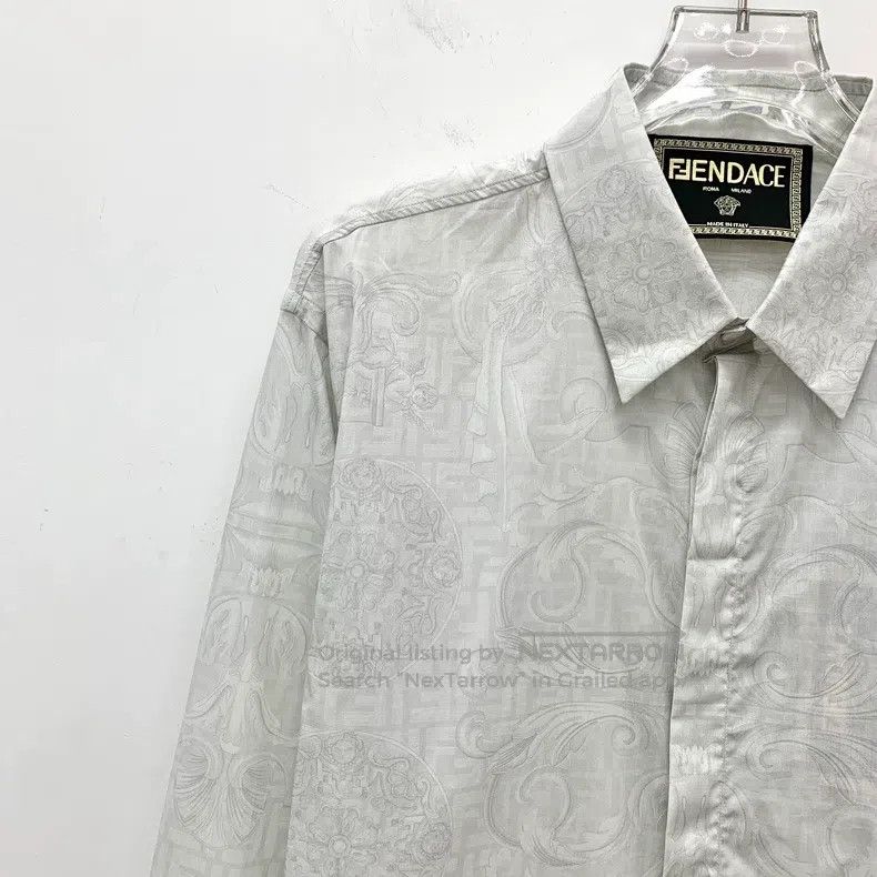 Fendi Fendi size 40 Grey logo pattern all-over print cotton colla Size US XS / EU 42 / 0 - 3 Thumbnail