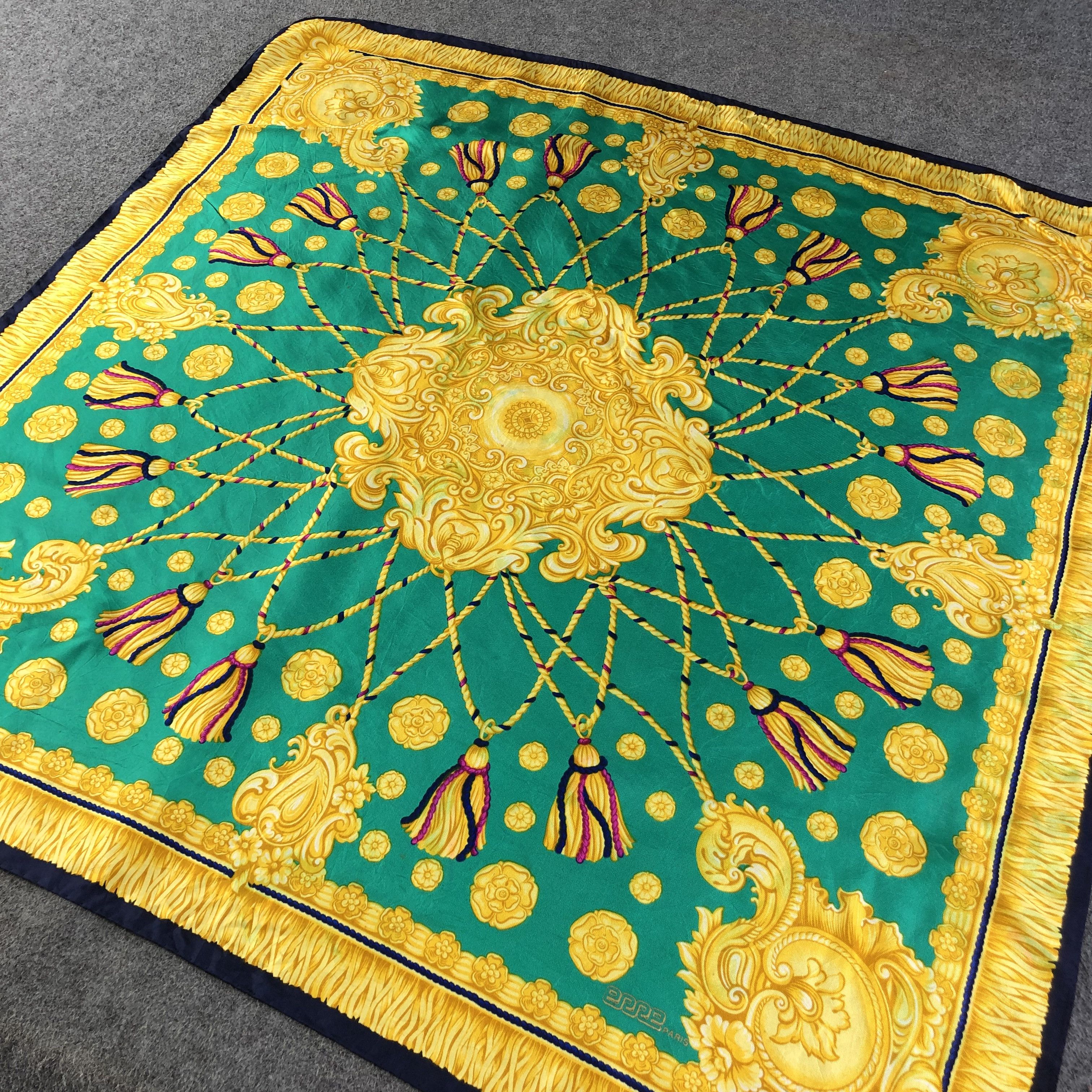 Vintage Erre Paris Baroque Design Silk Scarf M456 Size ONE SIZE - 2 Thumbnail