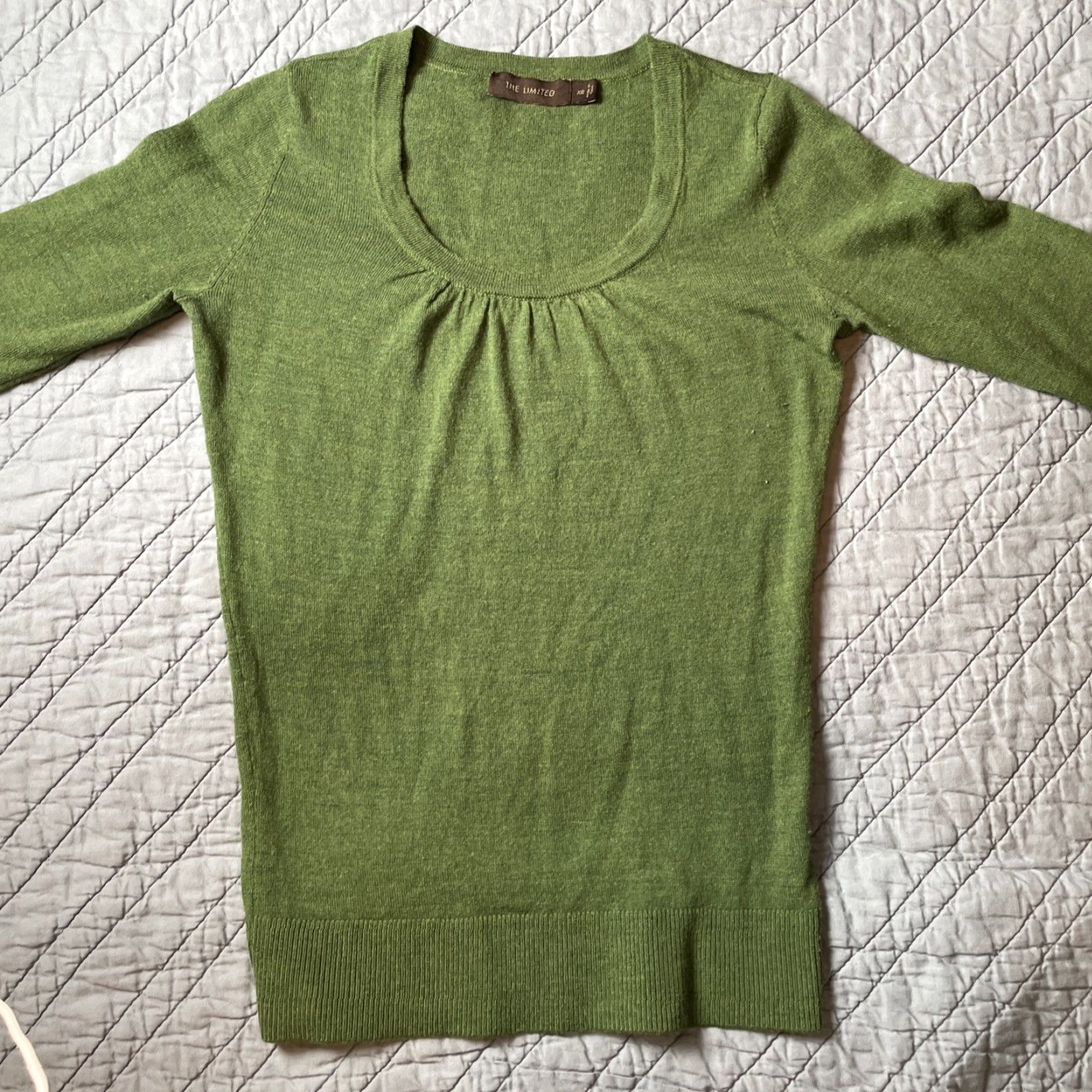 Vintage The Limited Sweater Women's XS Green Scoop Neck Knit Pullover Slim Wool Acrylic Preppy Bohemian Fairy Size XS / US 0-2 / IT 36-38 - 6 Thumbnail