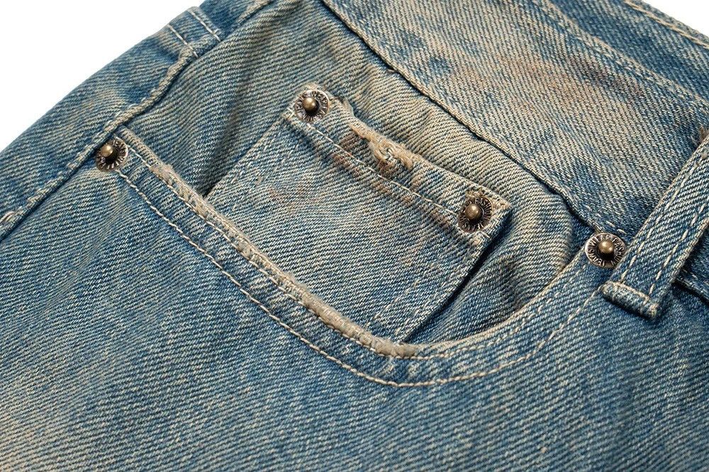 Japanese Brand × Vintage Handmade Distressed Mud Dyed Dirty Baggy Blue Jeans Size US 36 / EU 52 - 4 Thumbnail