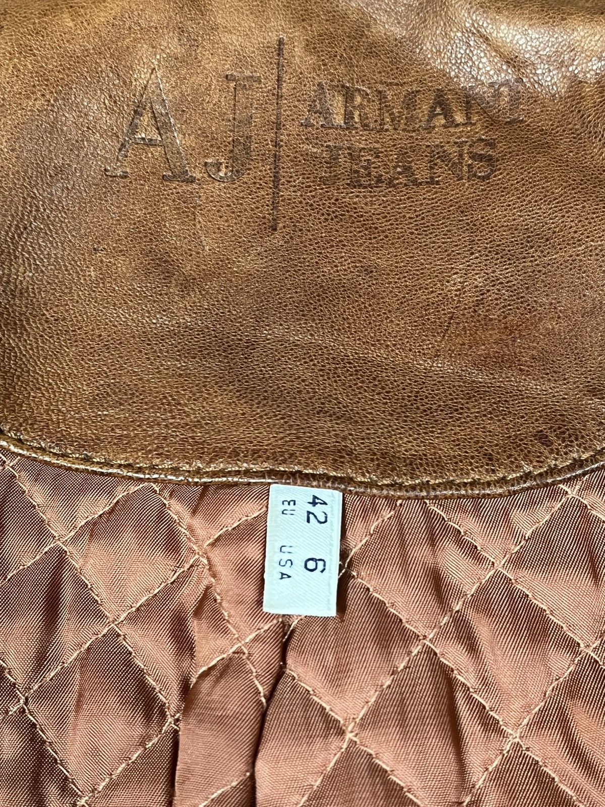 Armani Vintage Armani Jeans Archive leather bomber jacket aviator Size M / US 6-8 / IT 42-44 - 9 Thumbnail