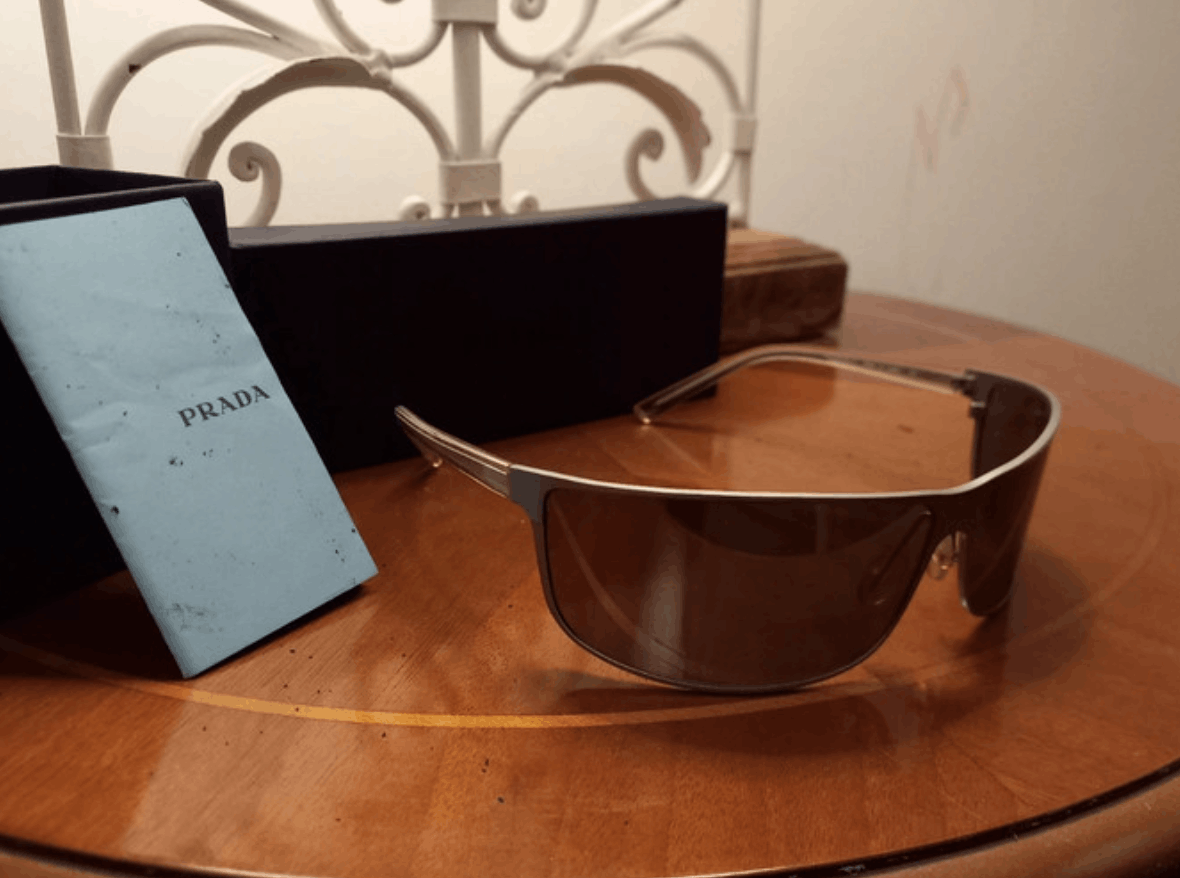 Prada × Vintage PRADA Sunglasses Rimless Sport Metal Frame Shield Wrap Size ONE SIZE - 3 Thumbnail