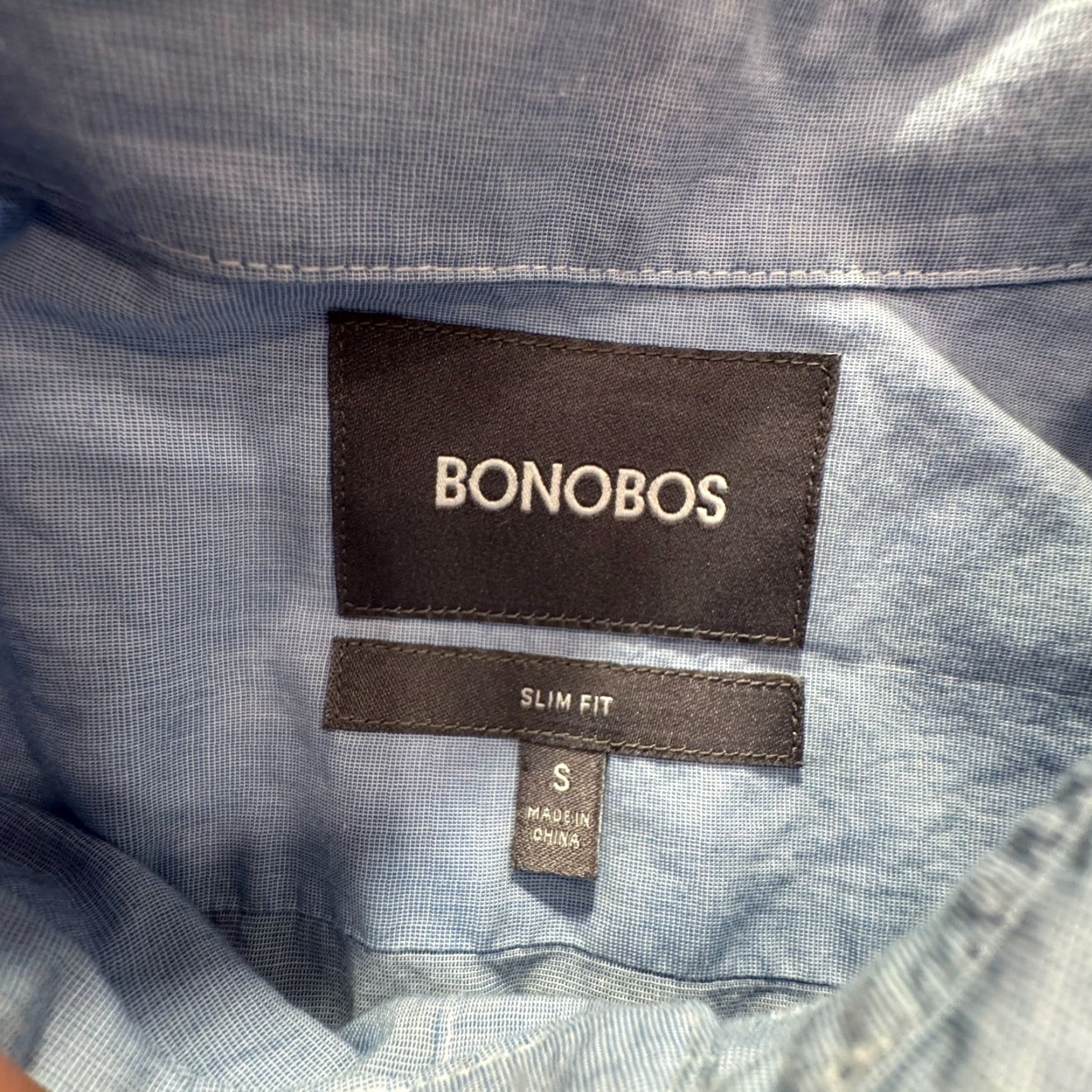 Bonobos Bonobos Slim Fit Button-Up Shirt Mens Small Long Sleeve Blue Chambray Cotton Nylon Spandex Size US S / EU 44-46 / 1 - 3 Thumbnail
