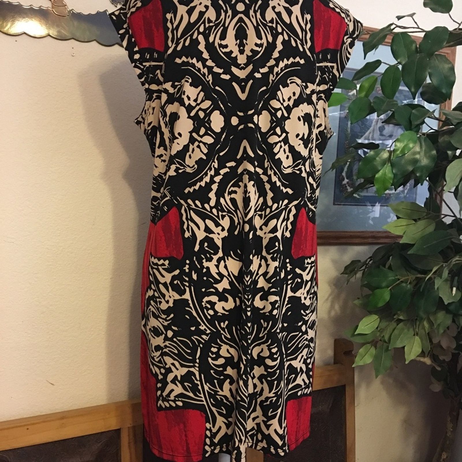 Alfani Alfani red black and white print tunic top P/L Size L / US 10 / IT 46 - 5 Thumbnail