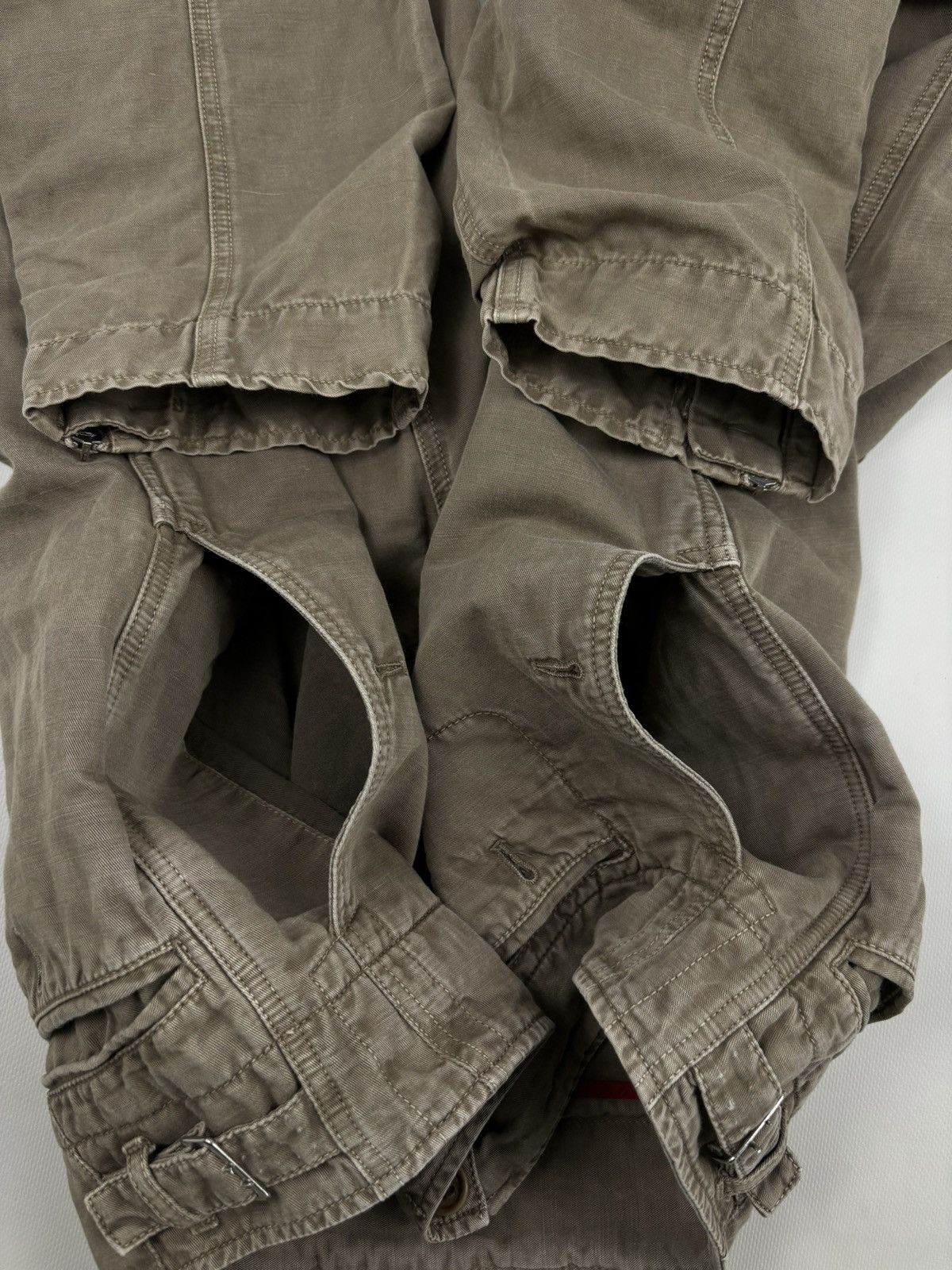 Prada Archive Linen-Cotton Garment Dyed Pants Cargo Zip Trousers Size US 33 - 19 Thumbnail