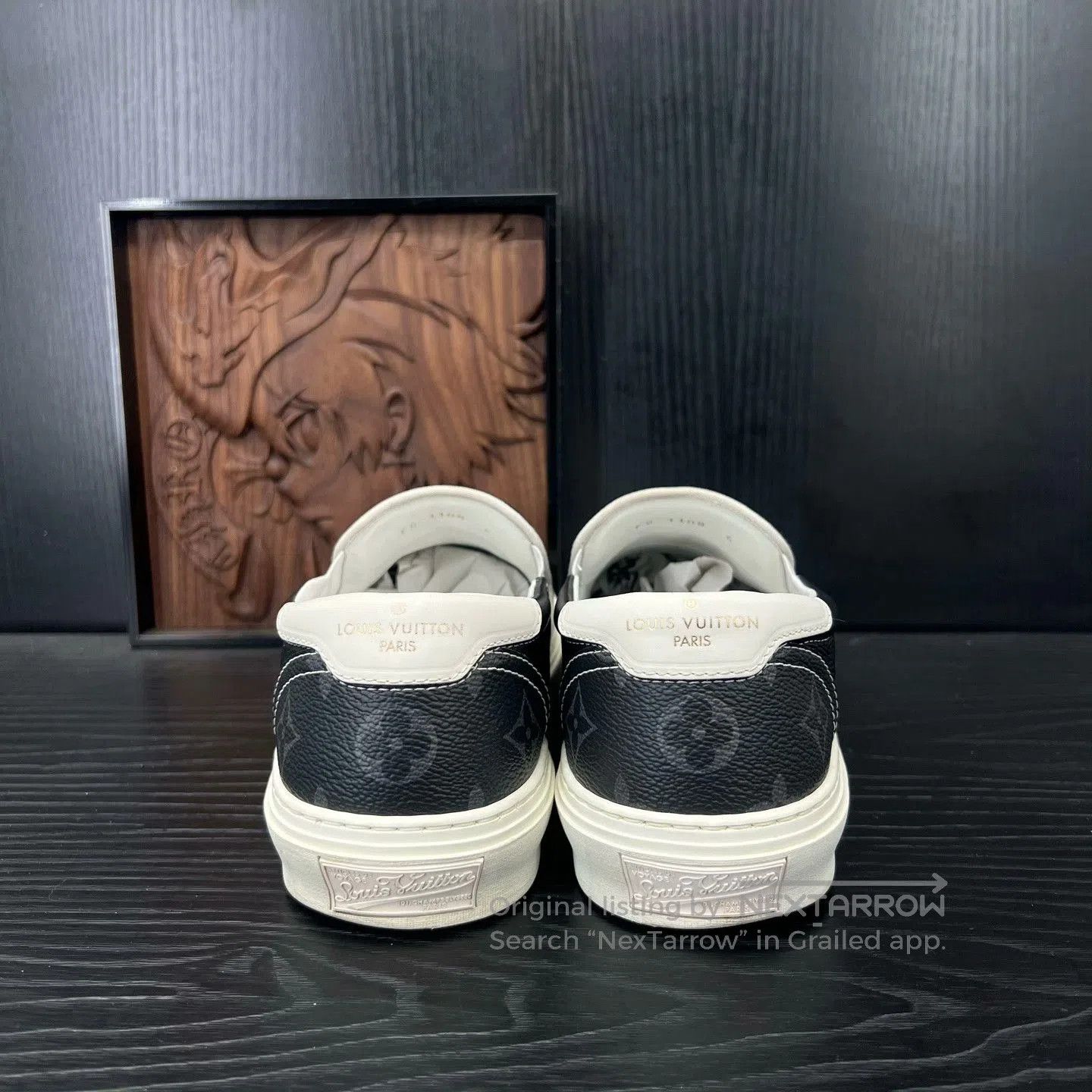 Louis Vuitton LV Monogram Black Gray Slip-On Shoes. Size US 7 / EU 40 - 7 Thumbnail