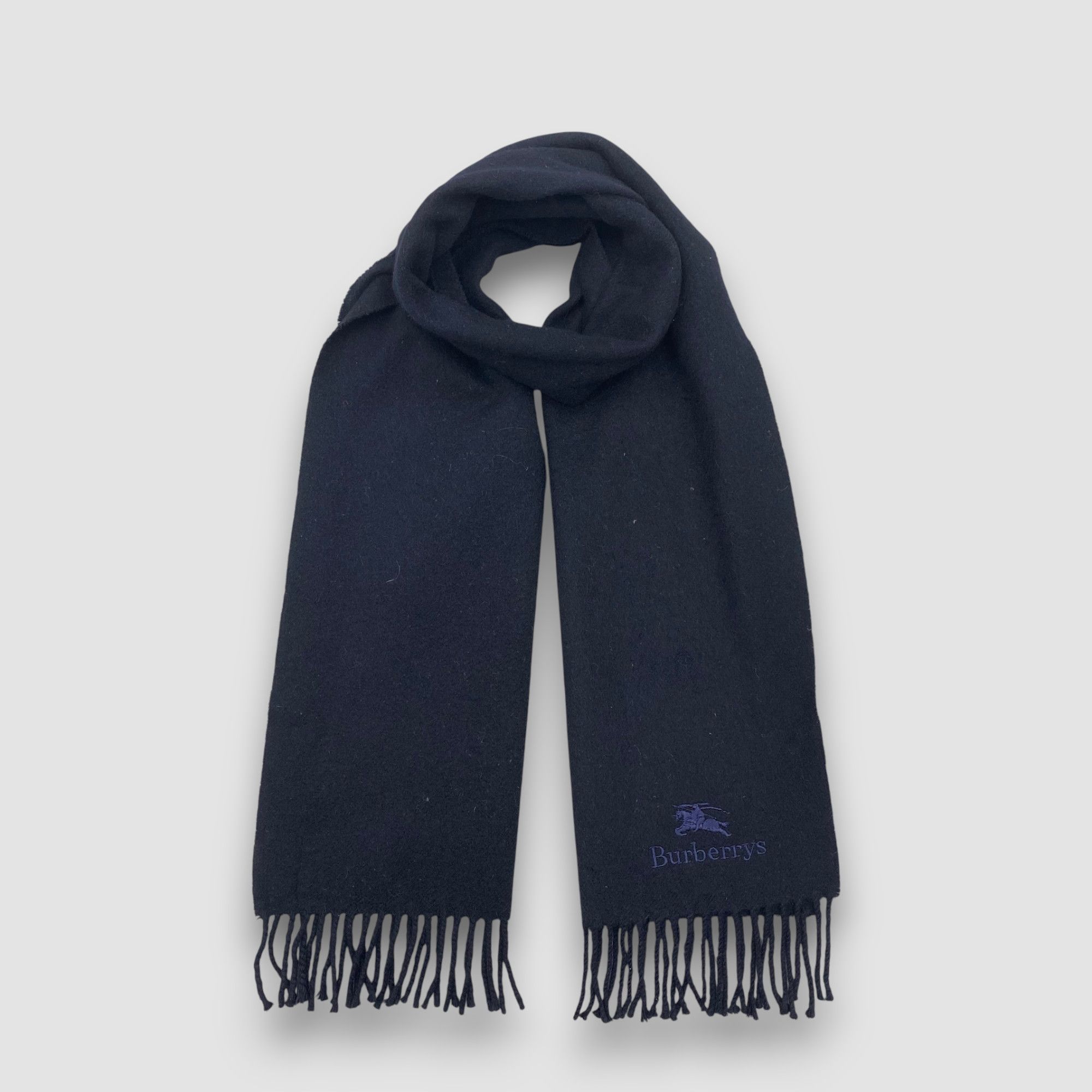Vintage Burberry Scarf Muffler Wool Cashmere Fringe Scarves