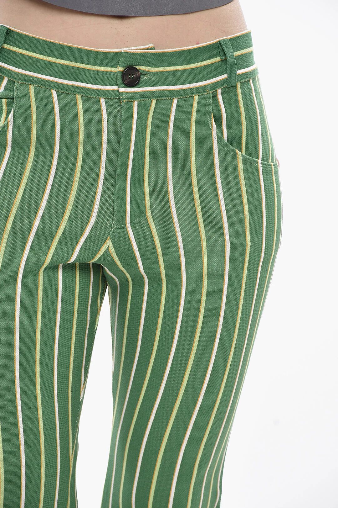 Marni og1mm0326 5-Pocket Striped Stretch Pant in Green Size 34" / US 12 / IT 48 - 3 Thumbnail