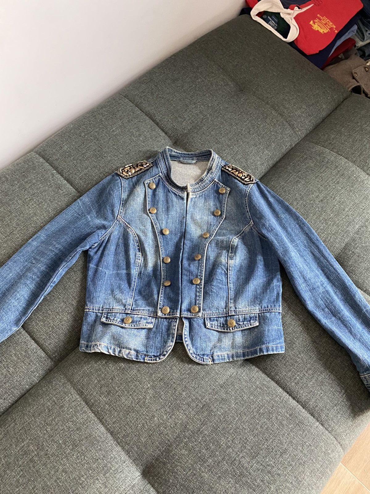 If Six Was Nine Vintage Denim Military Napoleon Jacket Faded Washed Japanese Size L / US 10 / IT 46 - 8 Thumbnail