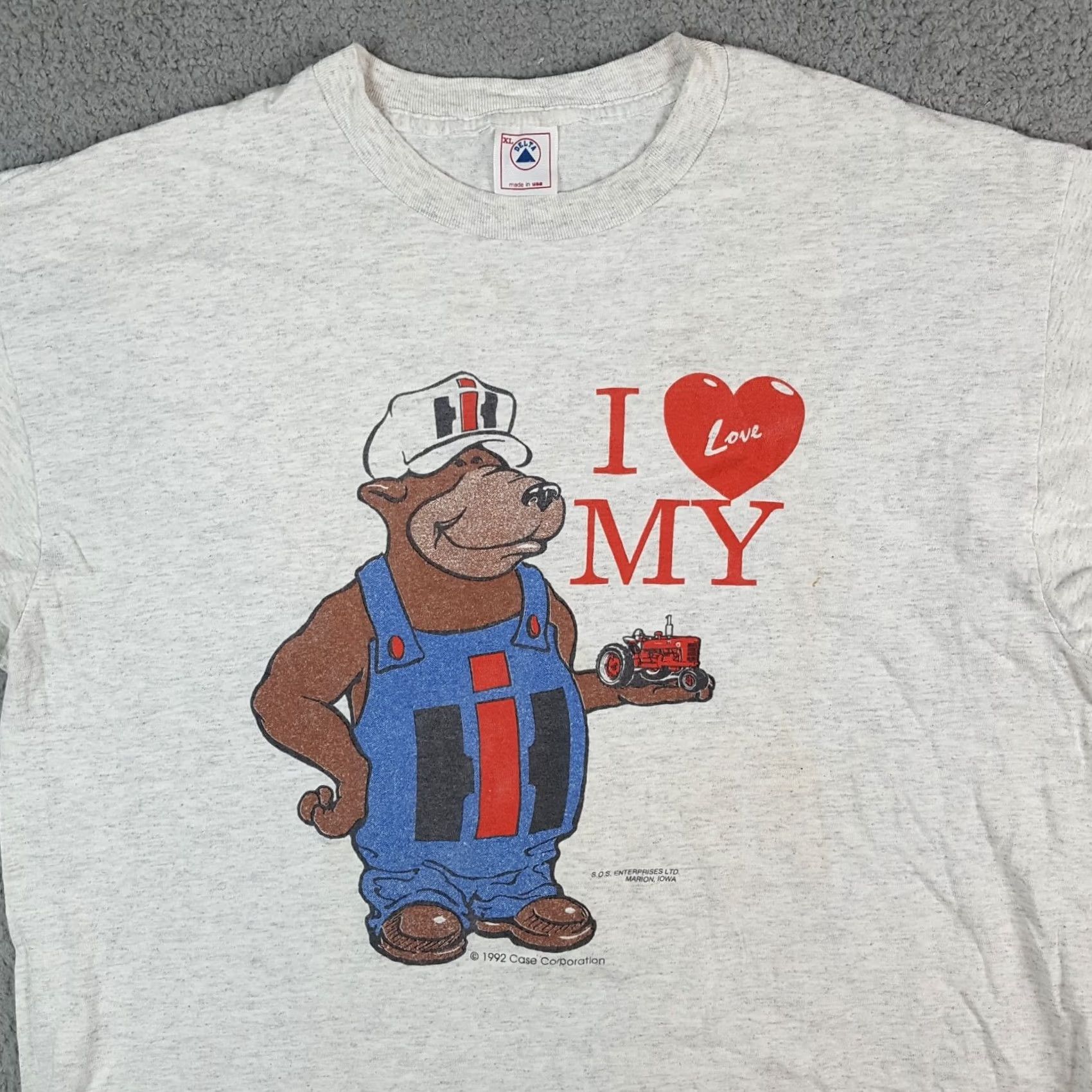 Delta Vintage Delta T-Shirt Men XL gray 90s Cartoon Bear Farm Tractor Equipment Workwear Shirt Size US XL / EU 56 / 4 - 2 Thumbnail