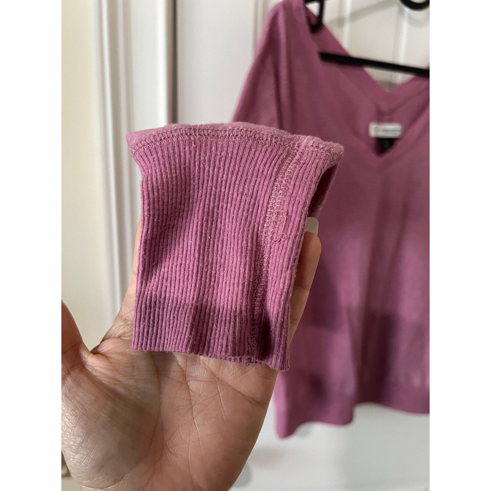 American Eagle Outfitters Light Thin Shirt Pink XS V-Neck silver trim Striped Size XS / US 0-2 / IT 36-38 - 11 Thumbnail