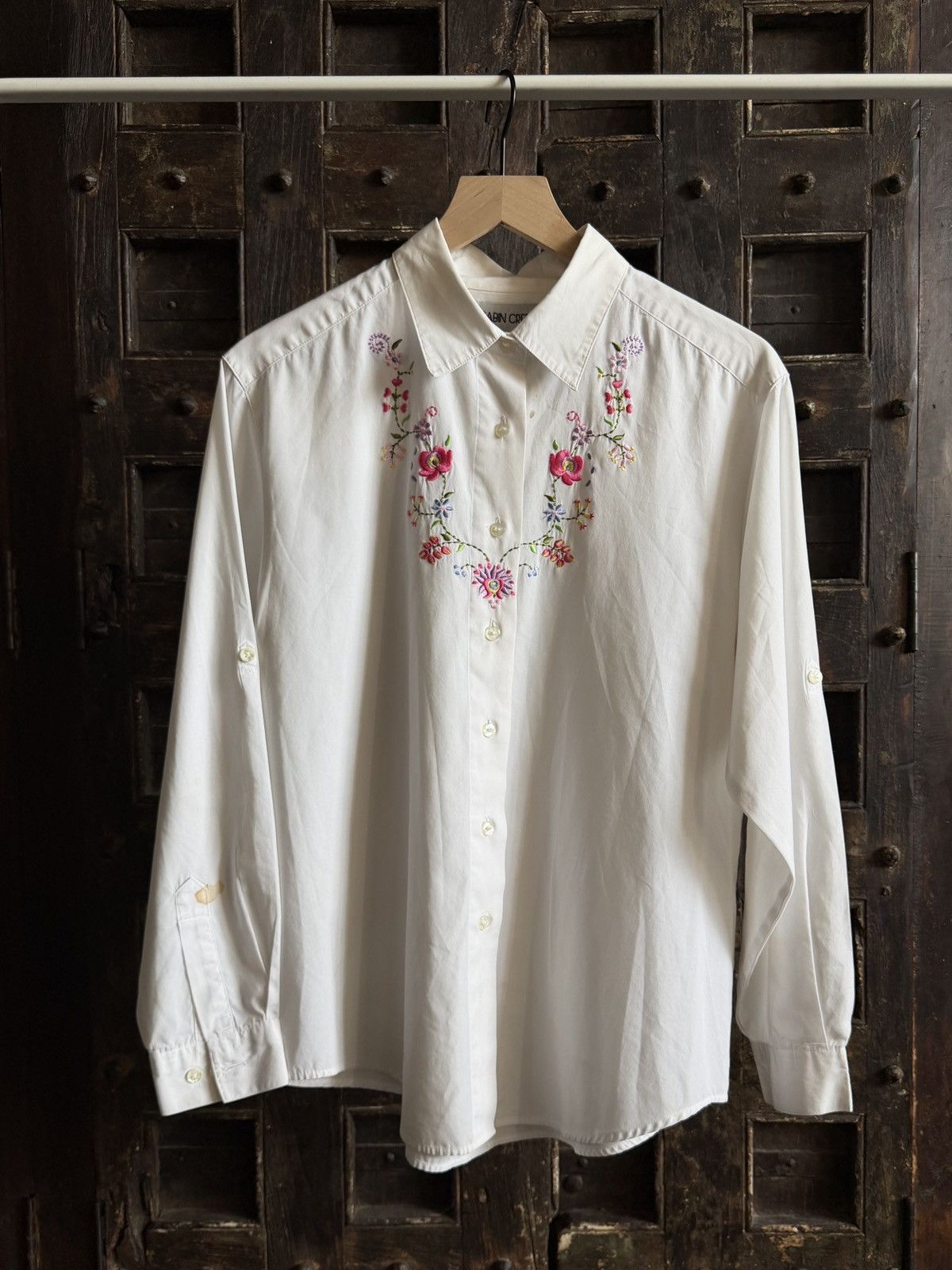 Other Vintage floral embroidered white button up shirt (Large) Size L / US 10 / IT 46 - 1 Thumbnail